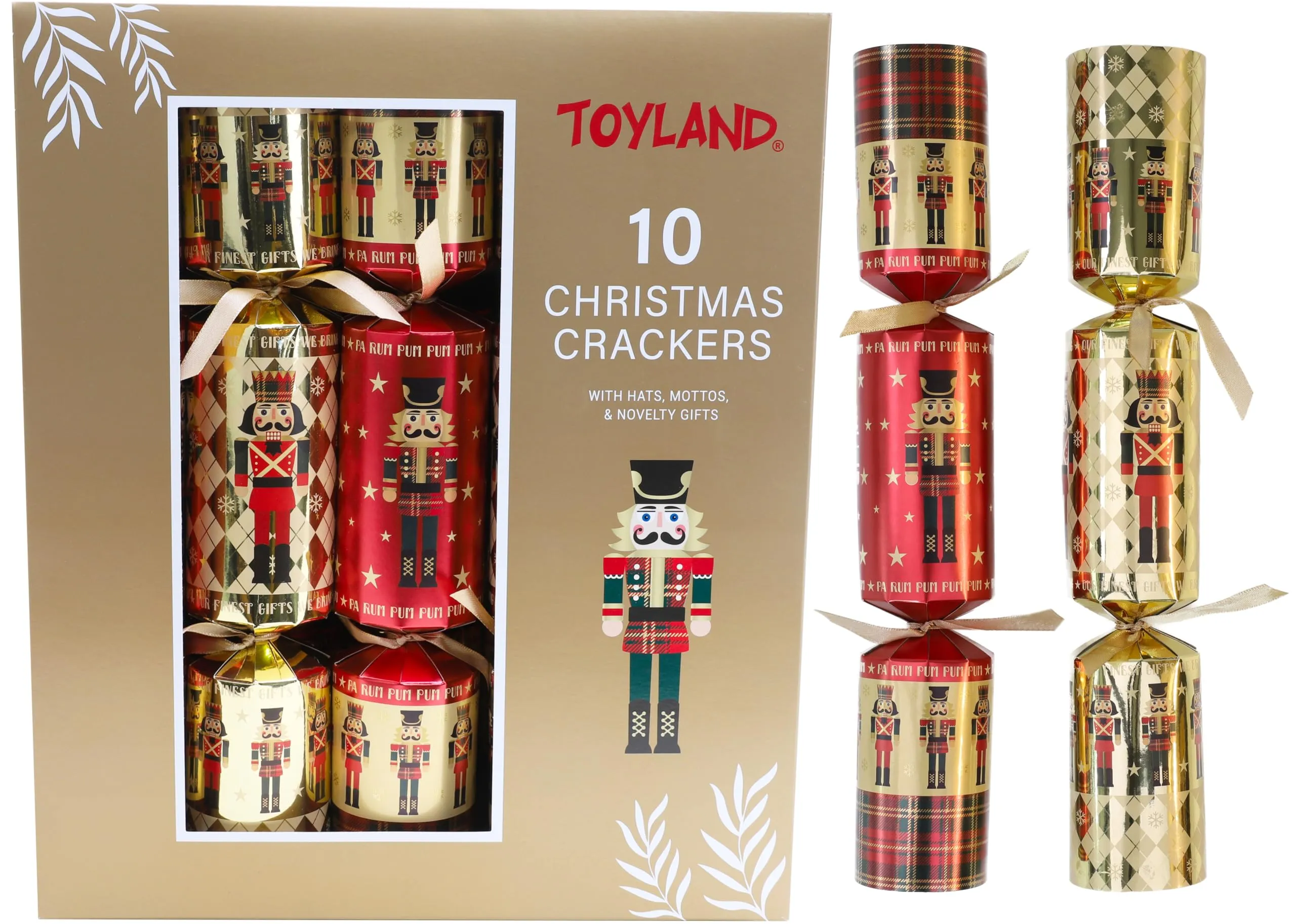 Toyland® Confezione da 10 Grandi Cracker di Lusso Senza Botto - Schiaccianoci e Tartan