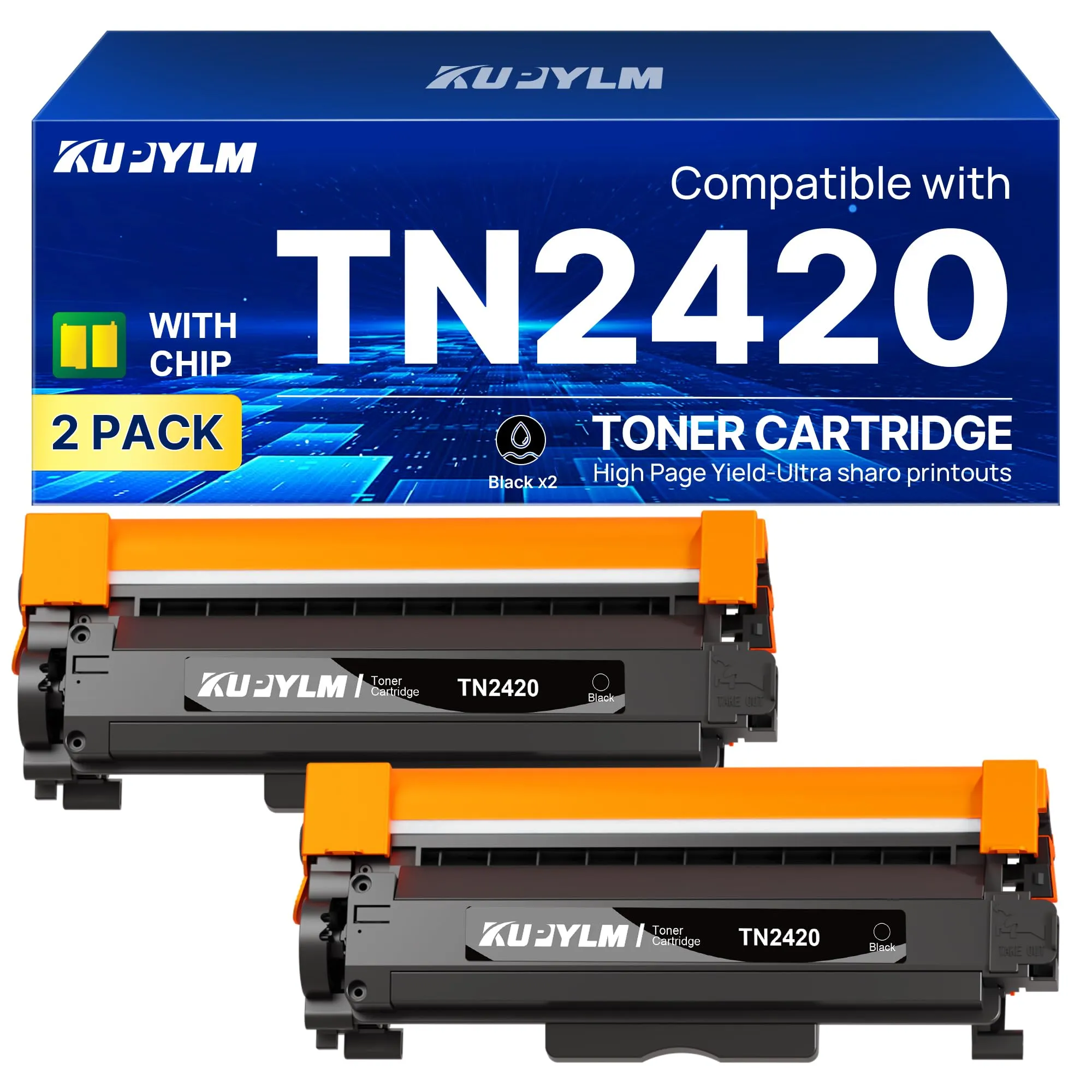 KUPYLM TN2420 Toner Compatibile, 2 Pezzi Nero