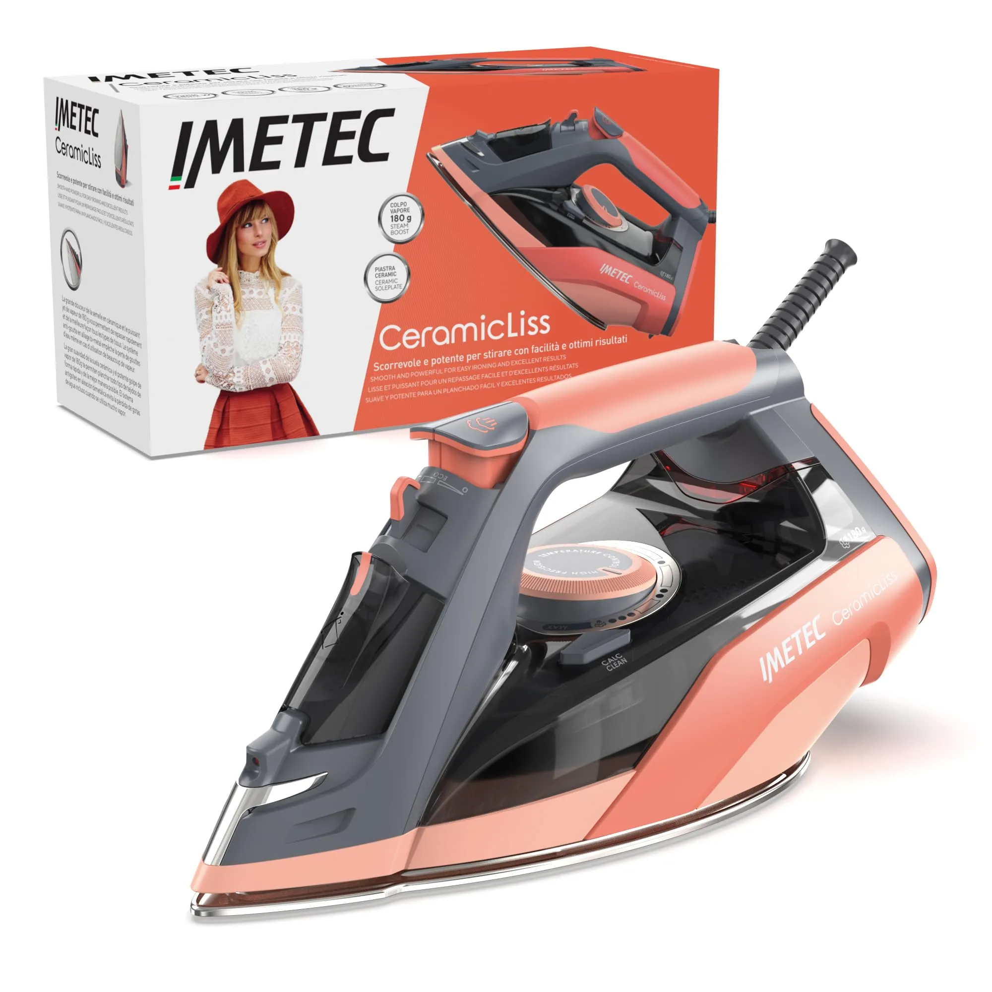 Imetec Ceramicliss Ferro da Stiro a Vapore con Quadrupla Protezione Anticalcare