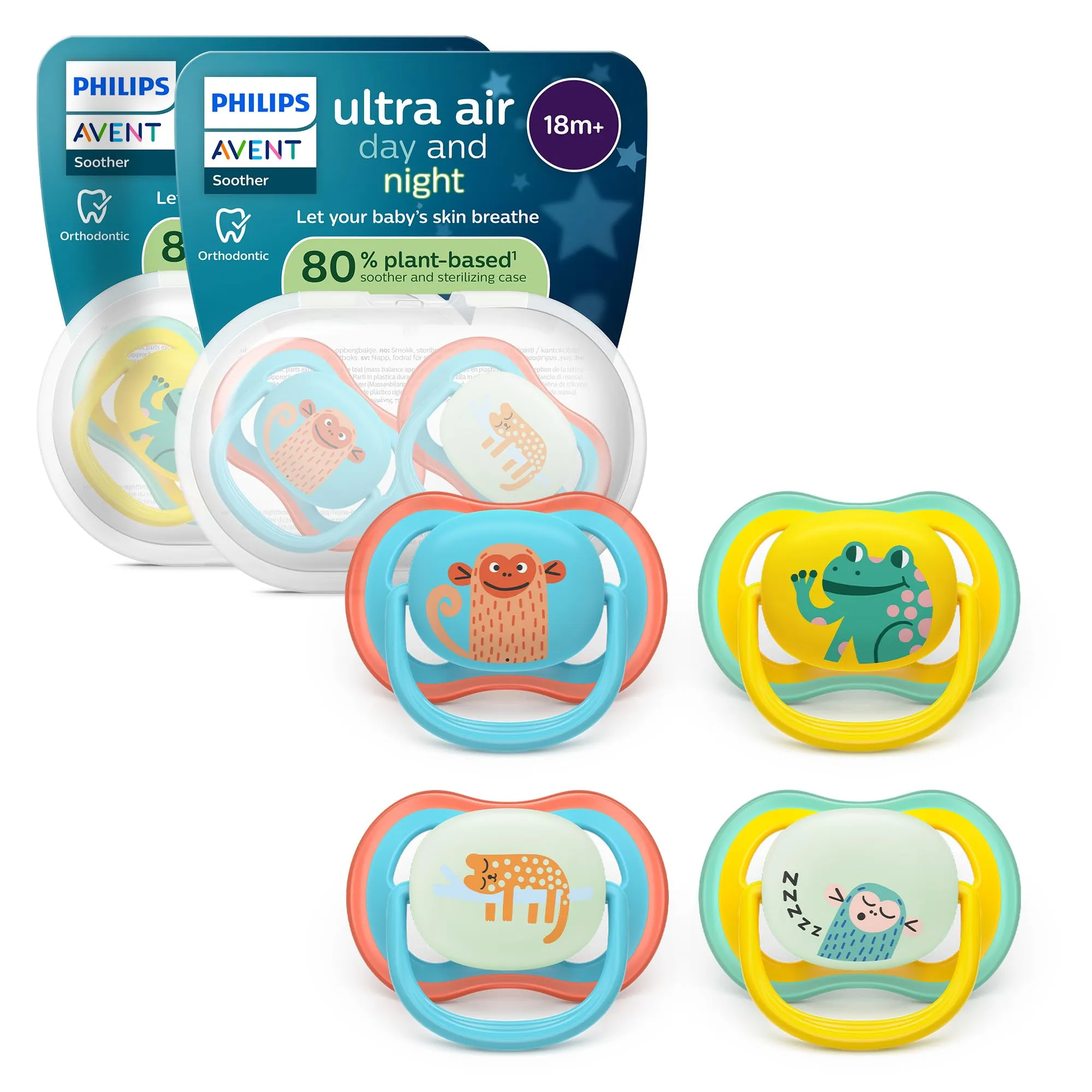 Philips Avent Ultra Air Day & Night Ciuccio 18m+ (4 Pezzi)