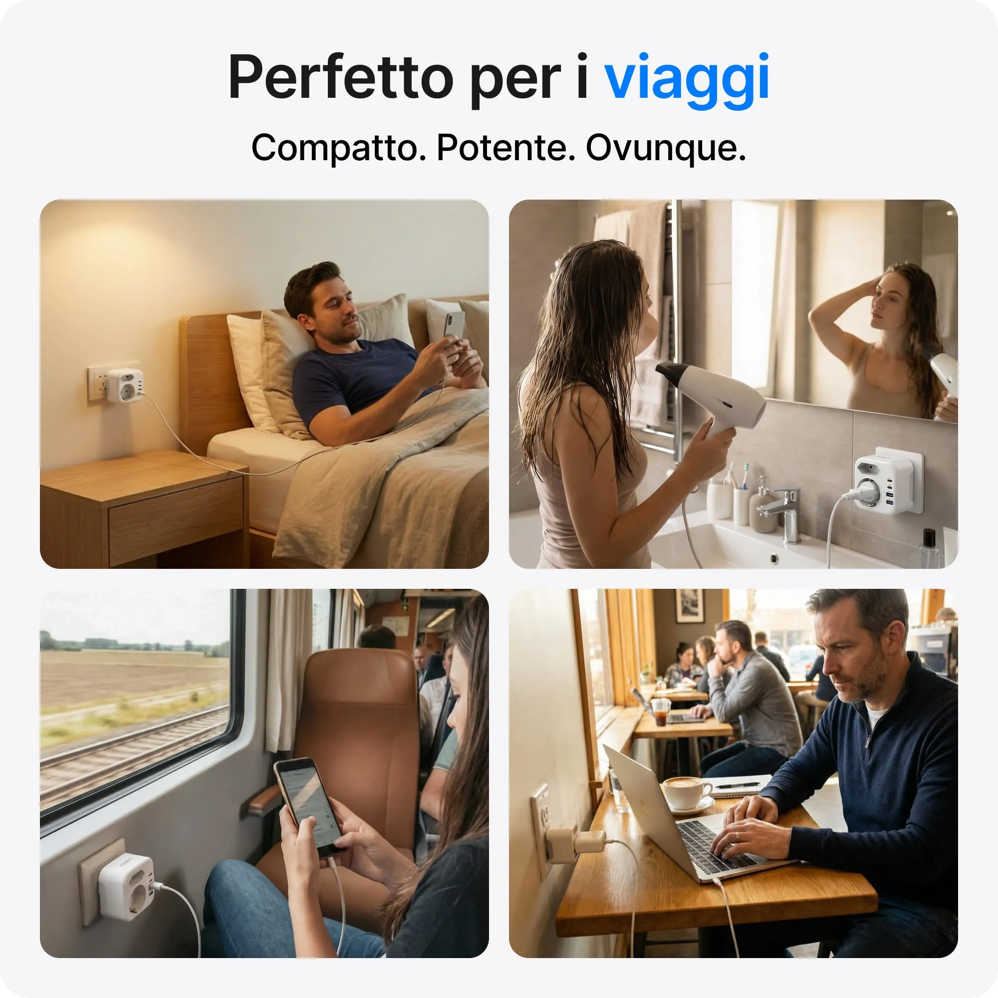 VOOMY Adattatore Da Viaggio Universale Con 1 USB-C E 2 USB-A – 2500W, Spina Per UK, USA, Europa, Giappone – Compatibile In 170+ Paesi - 2