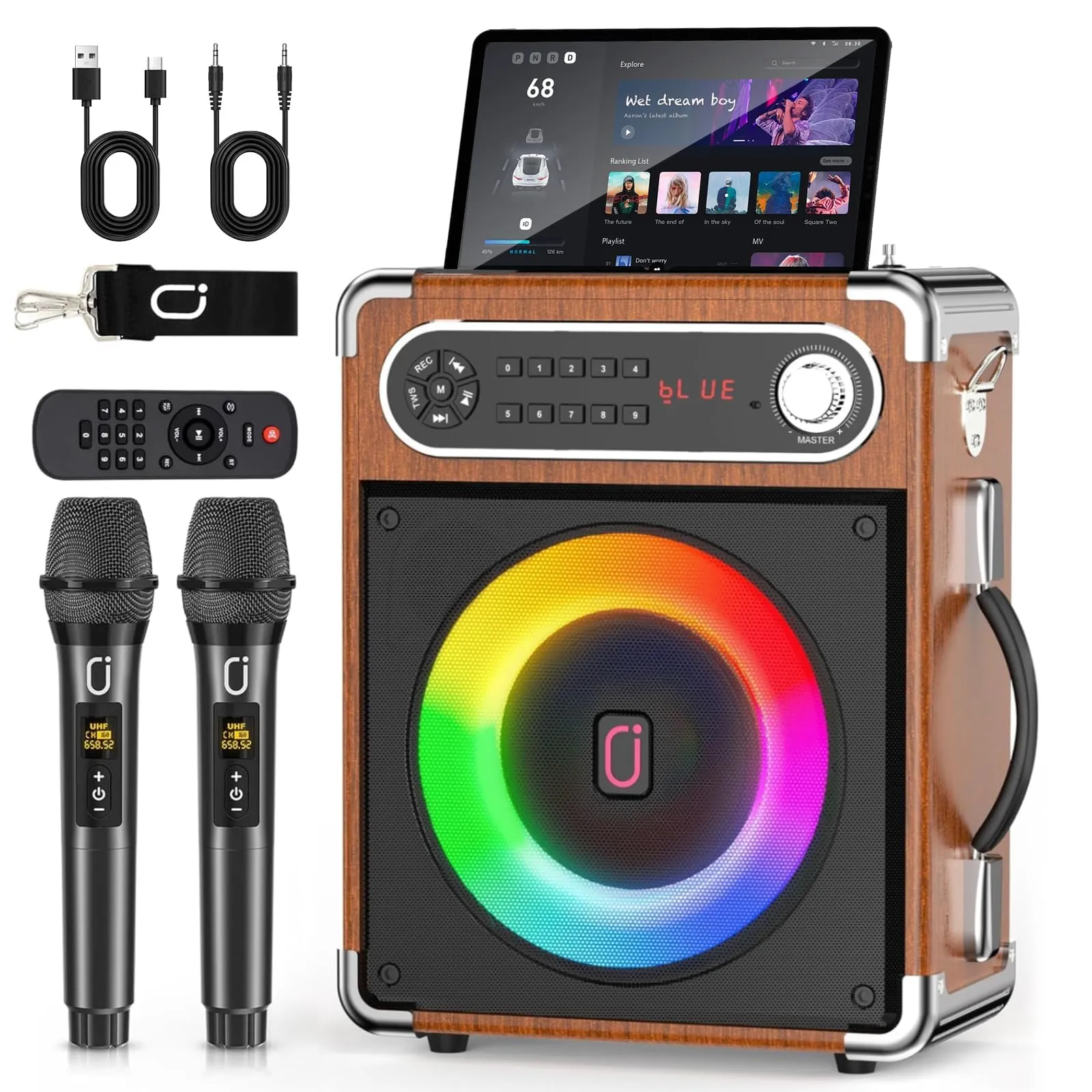 JYX Casse Karaoke con 2 Microfoni Wireless