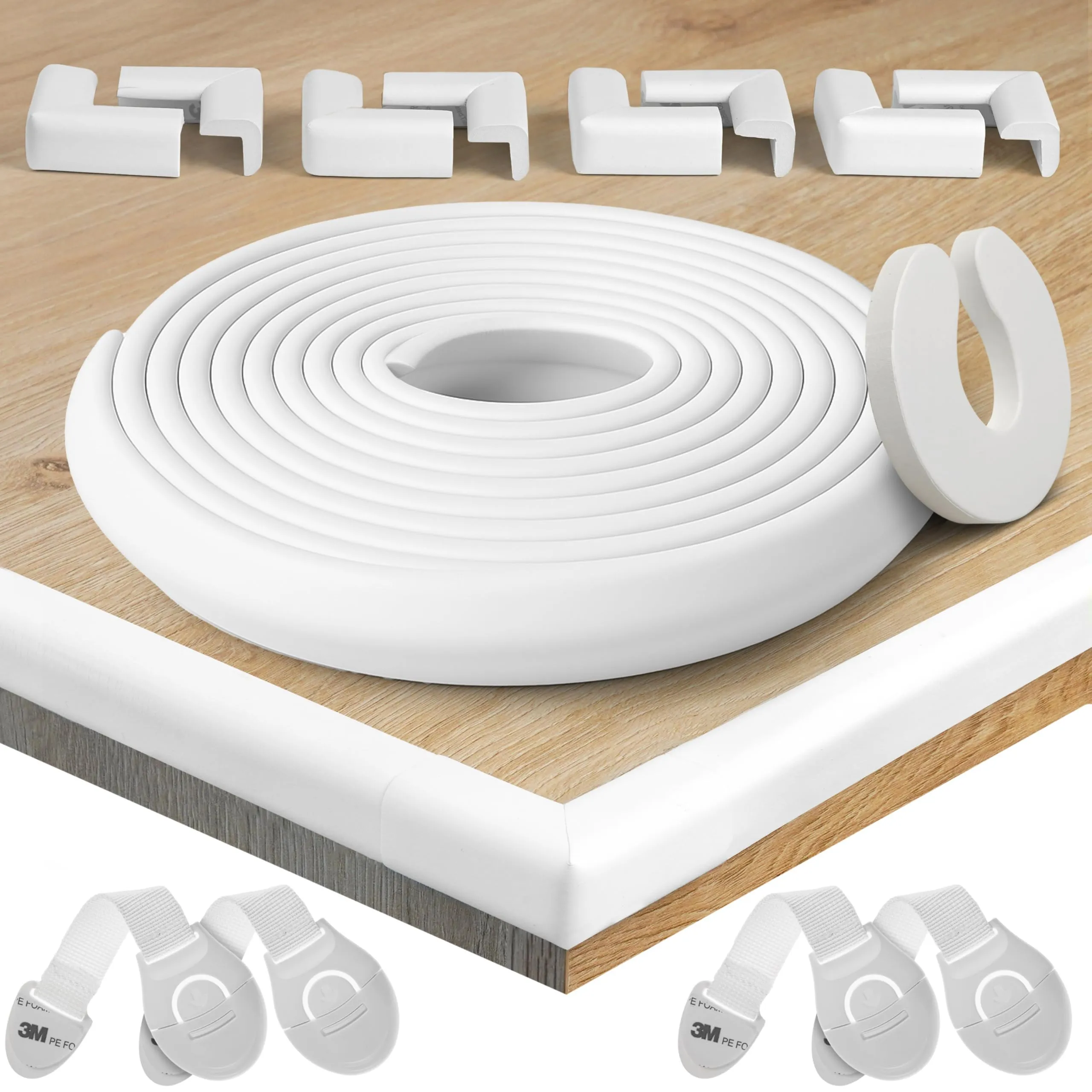 HAPPY CHLEA® Kit Completo di Protezione per Bambini: Paraspigoli, Paracolpi, Angolari, Fermaporta e Blocca Cassetti