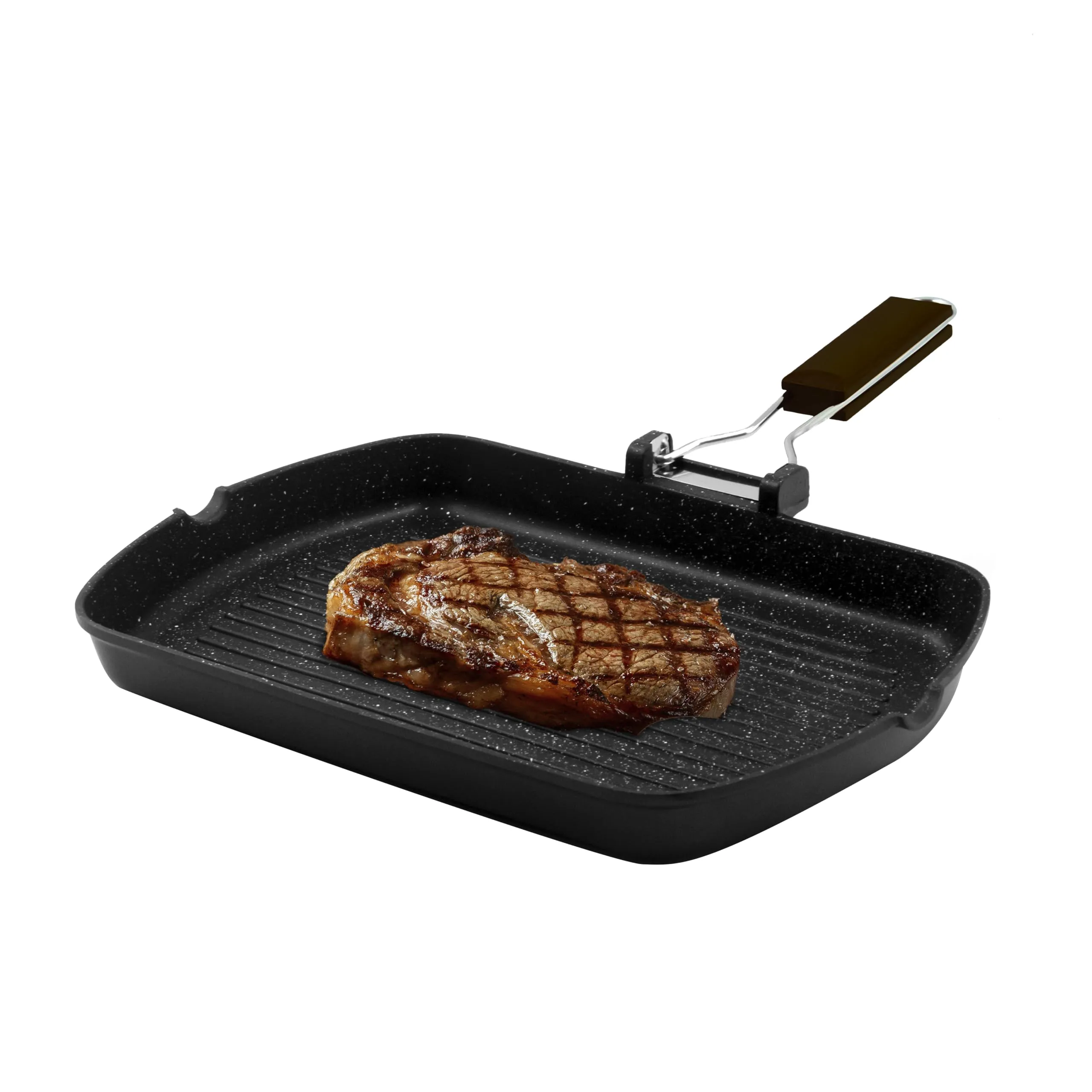 Zanetti Bistecchiera Induzione Alluminio Pressofuso 26x36 cm Manico Pieghevole