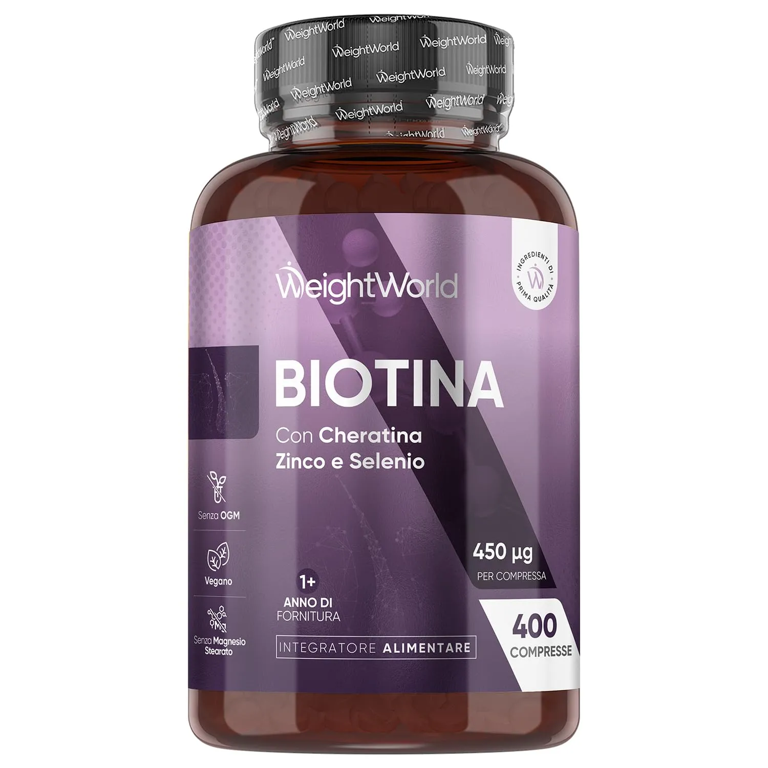 Biotina Capelli + Cheratina + Selenio + Zinco - Integratore WeightWorld