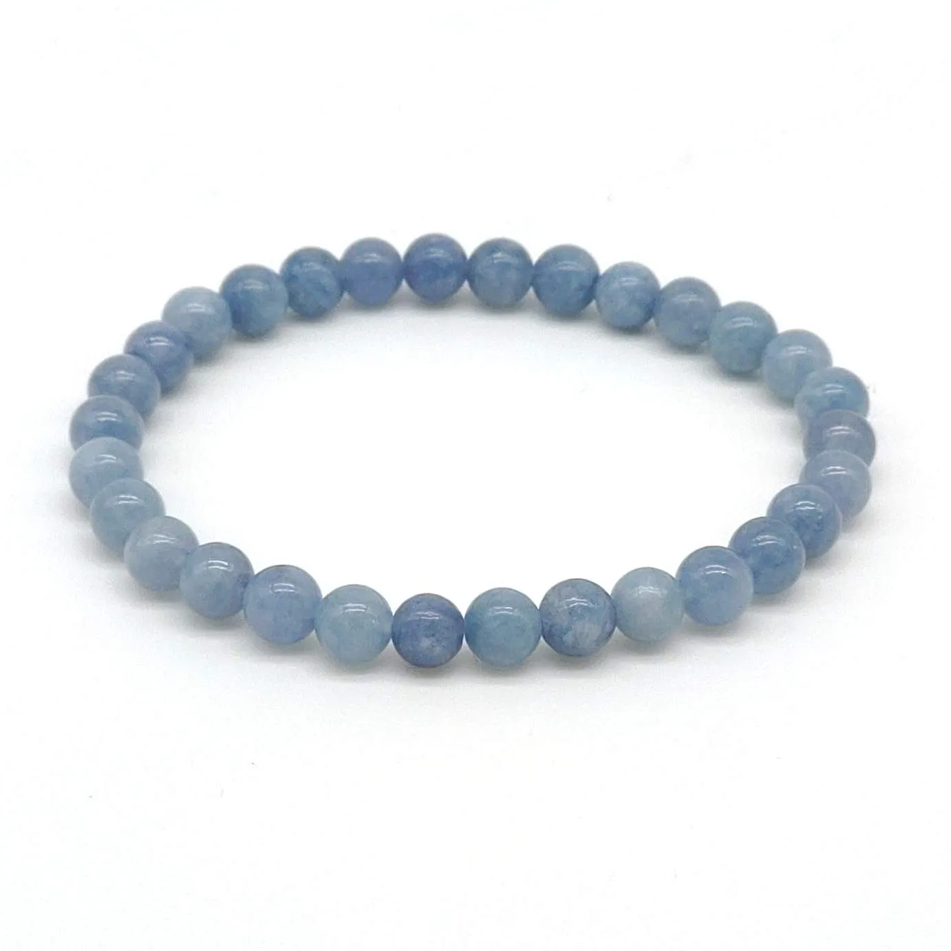 Bracciale in Angelite, Pietre Dure Naturali, Elastico 19 cm, Pietre da 5/6 mm, Fatto a Mano