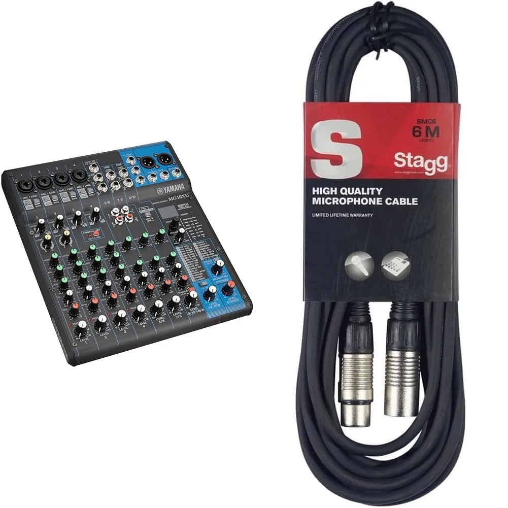 Yamaha MG10XU Mixer Audio - Console di Mixaggio Compatta con 10 Canali d'Ingresso e Preamplificatori Microfonici D-PRE