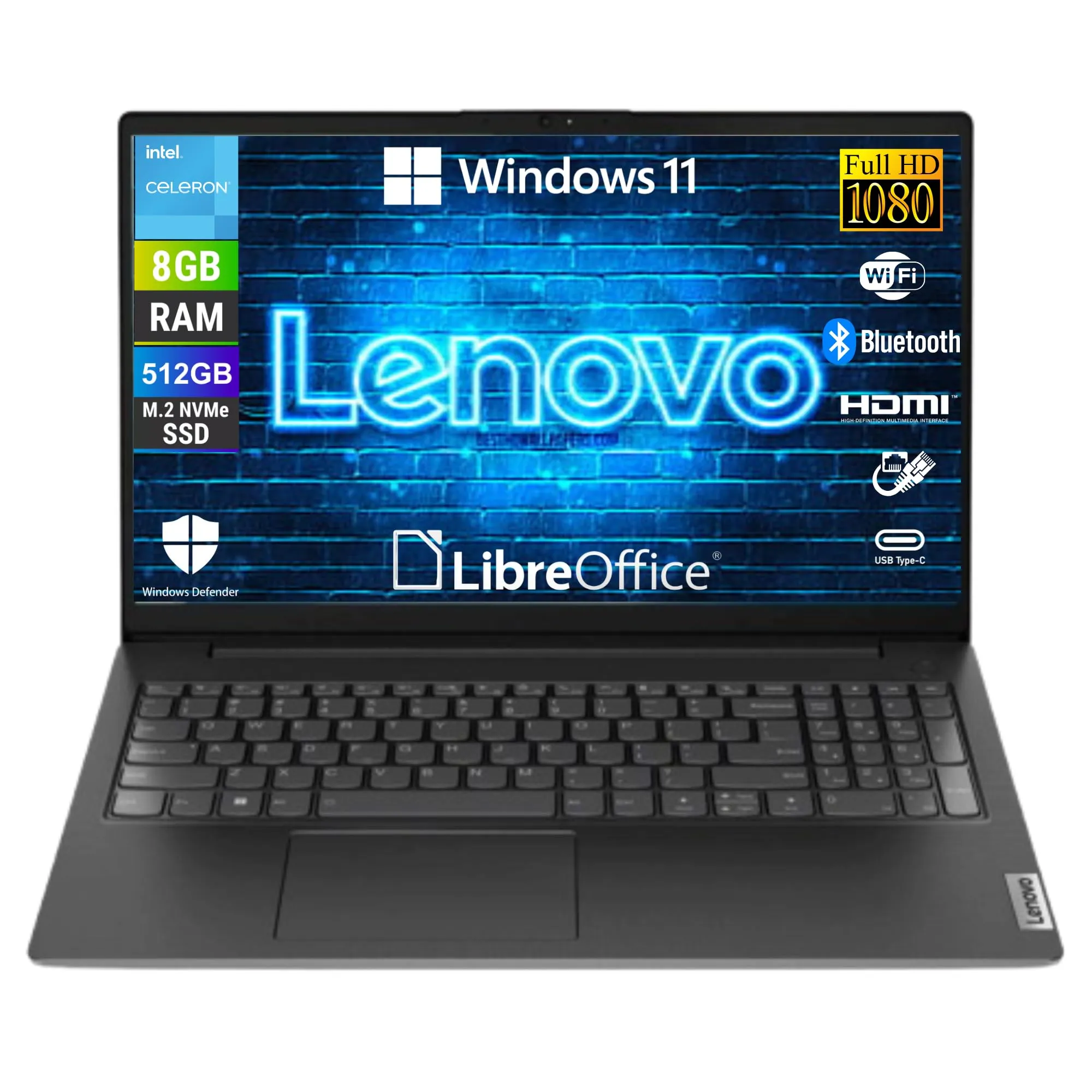 Lenovo Notebook 15.6" Full HD, Intel N4500, 16GB RAM, 512GB SSD, Win 11 Pro