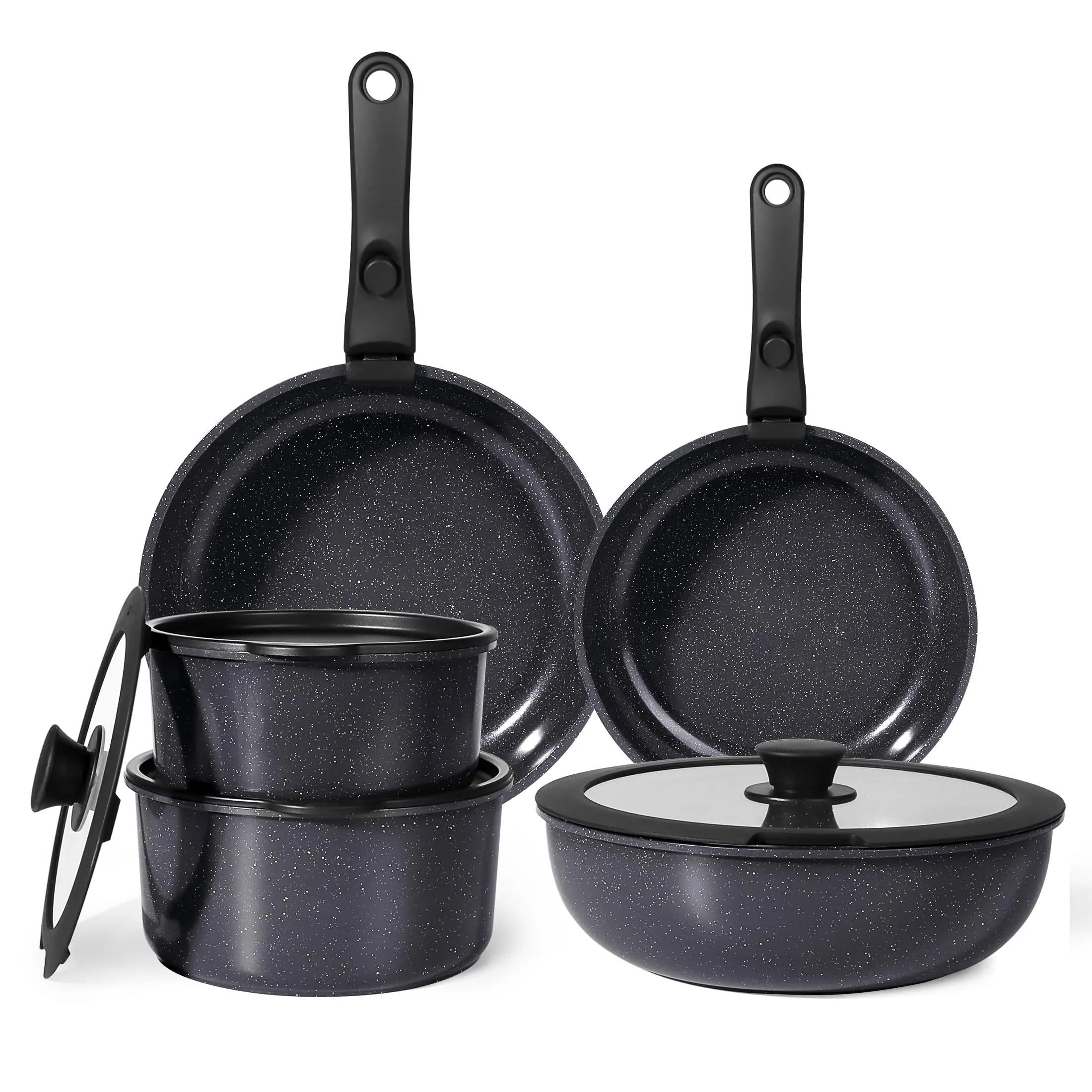 GiPP Set di Pentole e Padelle Ceramiche Antiaderenti 11 Pezzi con Manico Amovibile