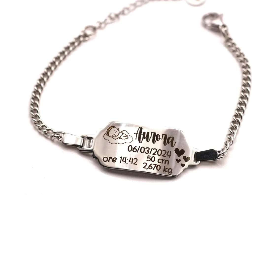 Bracciale Nascita Personalizzabile in Acciaio Inossidabile Anallergico