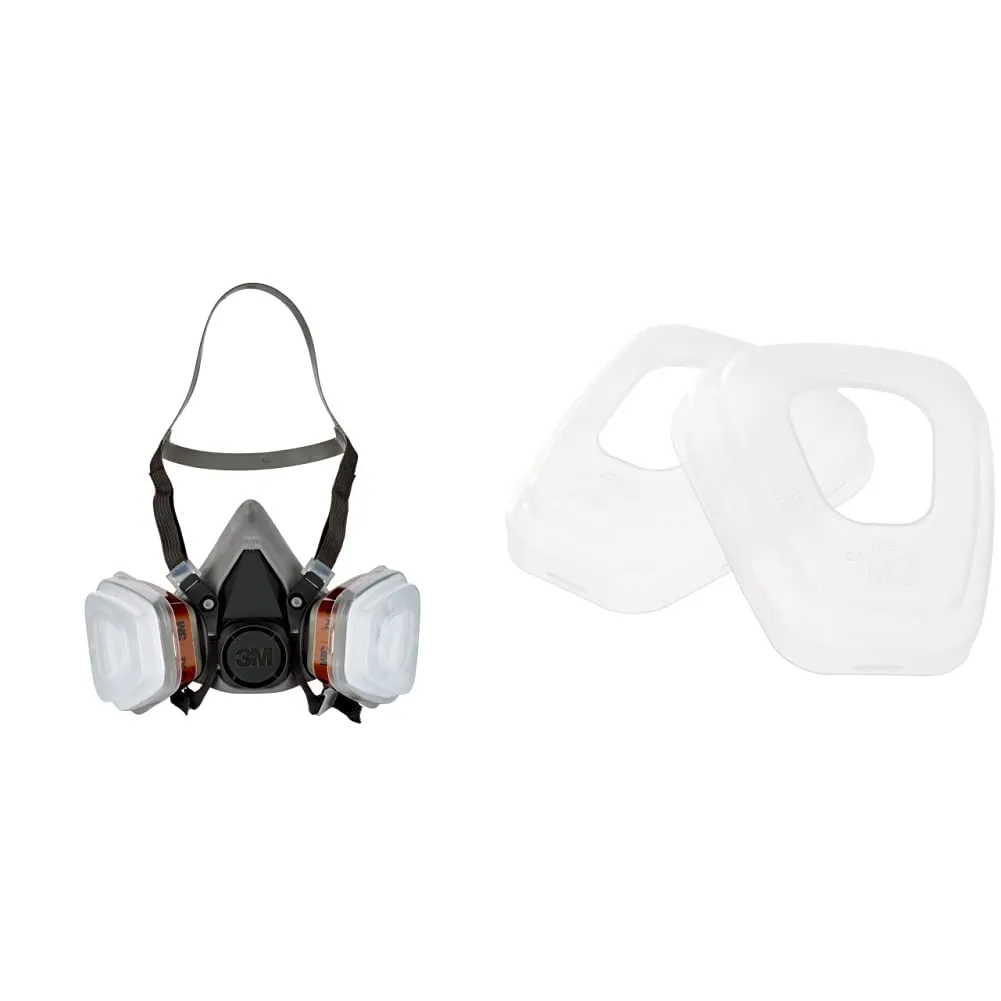3M Respiratore Semimaschera 6002C con Filtri e Ghiere Coprifiltro 501