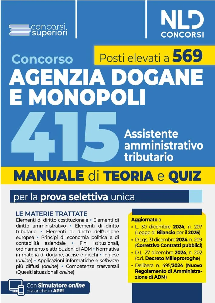 Concorso Agenzia delle Dogane e dei Monopoli 415 posti Assistente Amministrativo Tributario