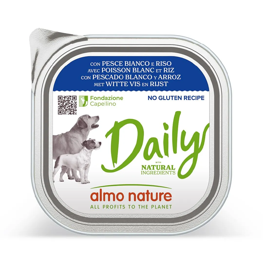 Almo Nature Daily Menu Paté per Cani con Pesce Bianco e Riso - Confezione da 9 da 300g