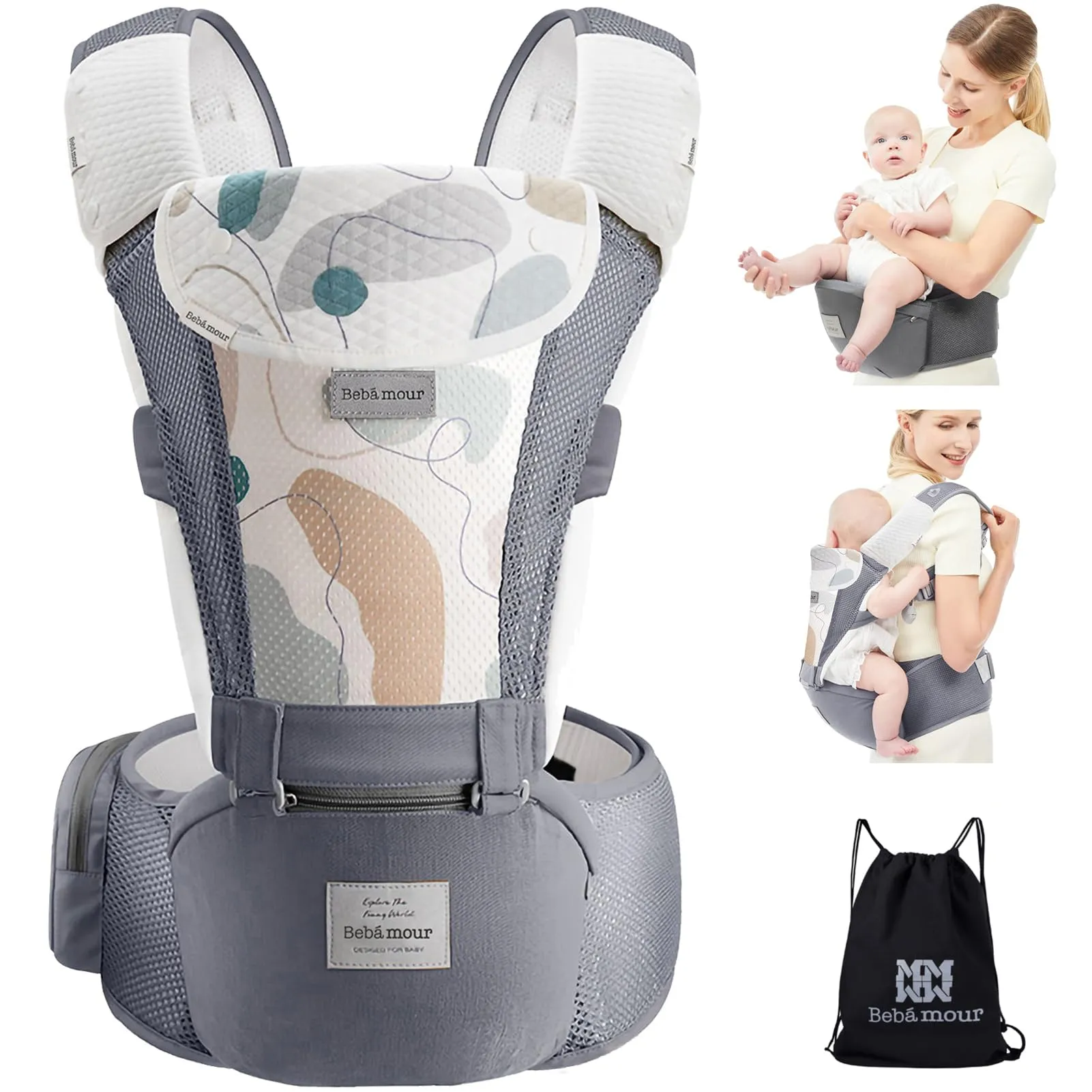 Bebamour Marsupio Ergonomico 6 in 1 New Air Grey