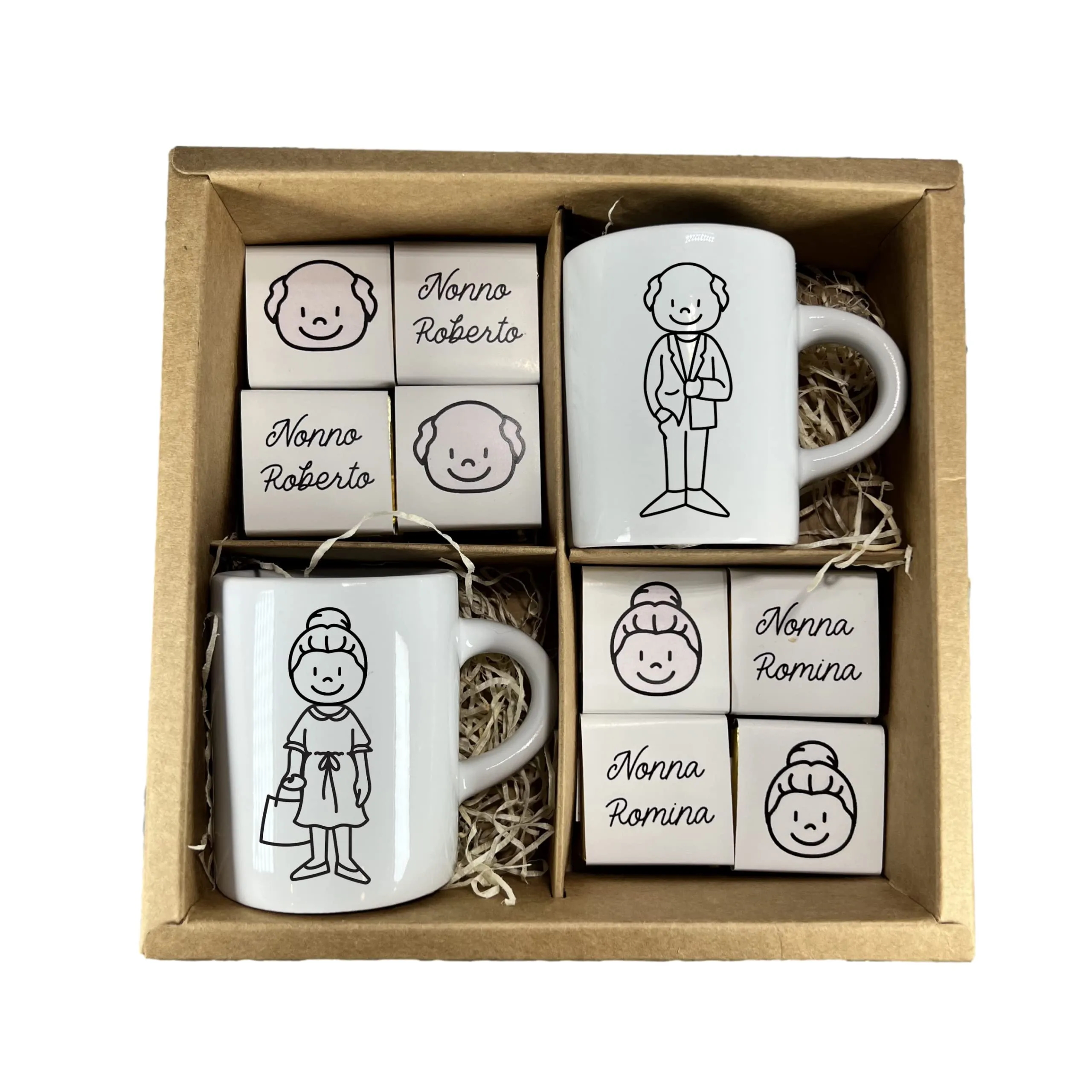Set 2 Tazzine Caffè Personalizzate Nonni con Cioccolatini
