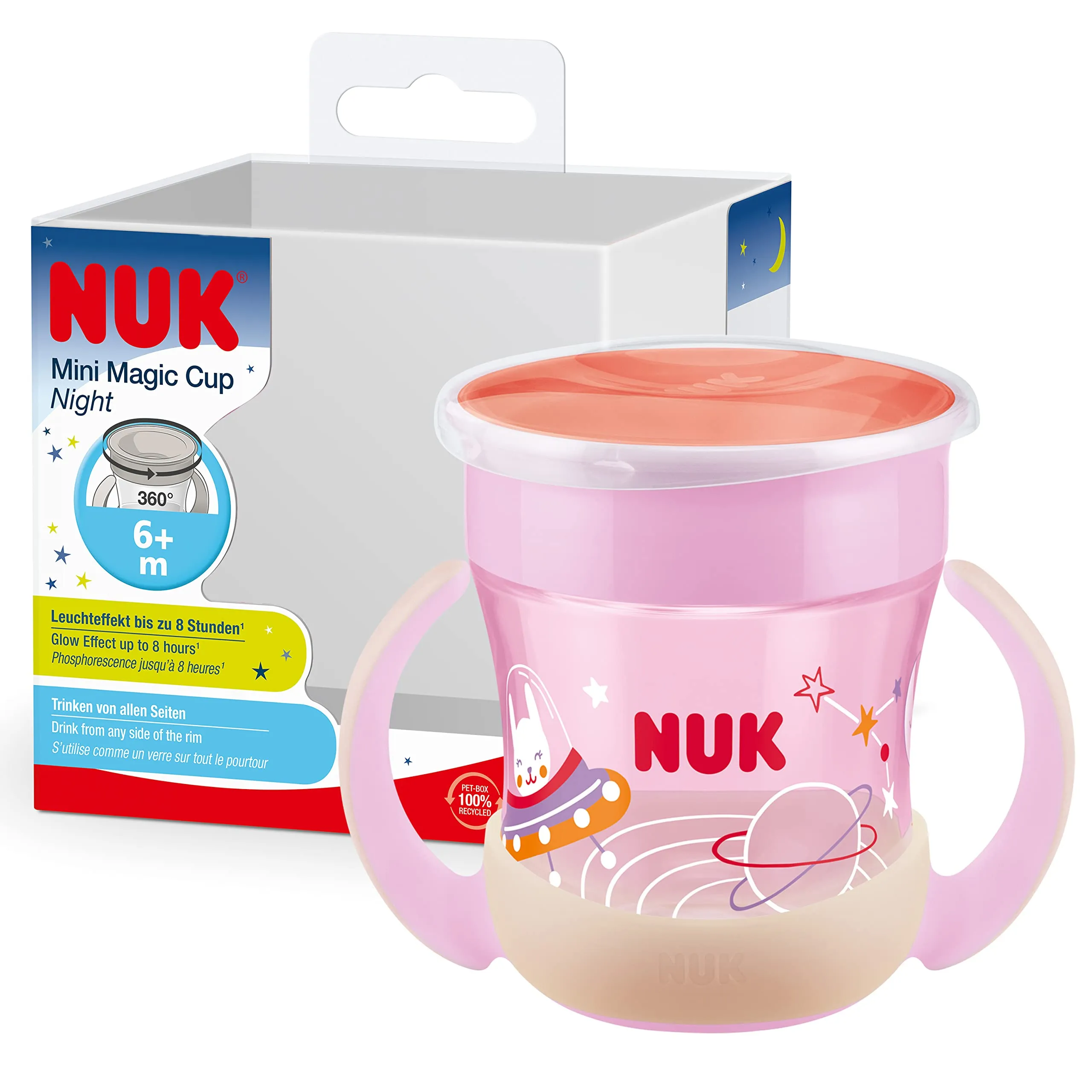 NUK Mini Magic Cup Night - Bicchiere Antigoccia Rosa 160ml