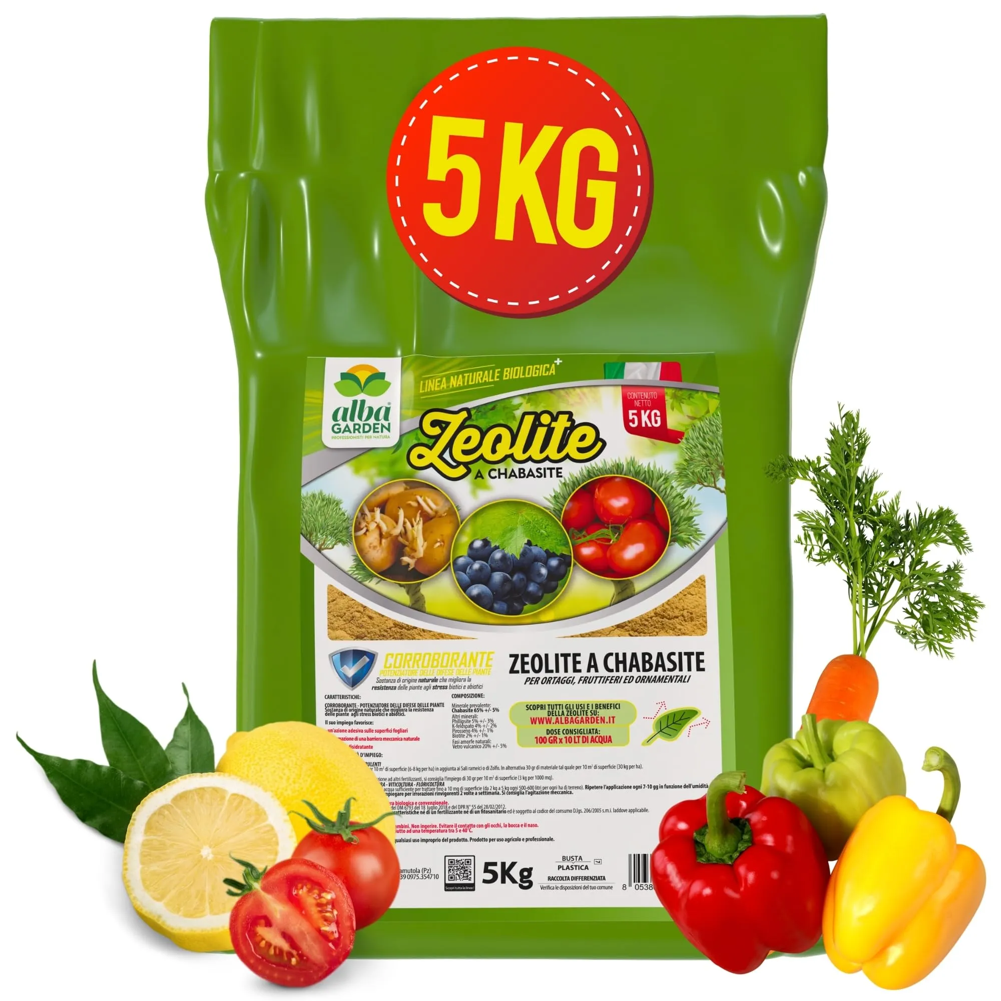 Albagarden - Zeolite per Agricoltura MAXI 5 KG - Insetticida e Fungicida Naturale