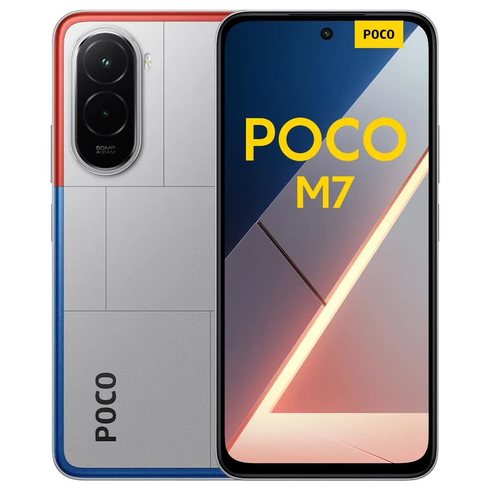 POCO M7 Argento - Smartphone 8+256GB, Display FHD+ 144Hz, Snapdragon 685, Doppia fotocamera 50MP, Batteria 7000mAh
