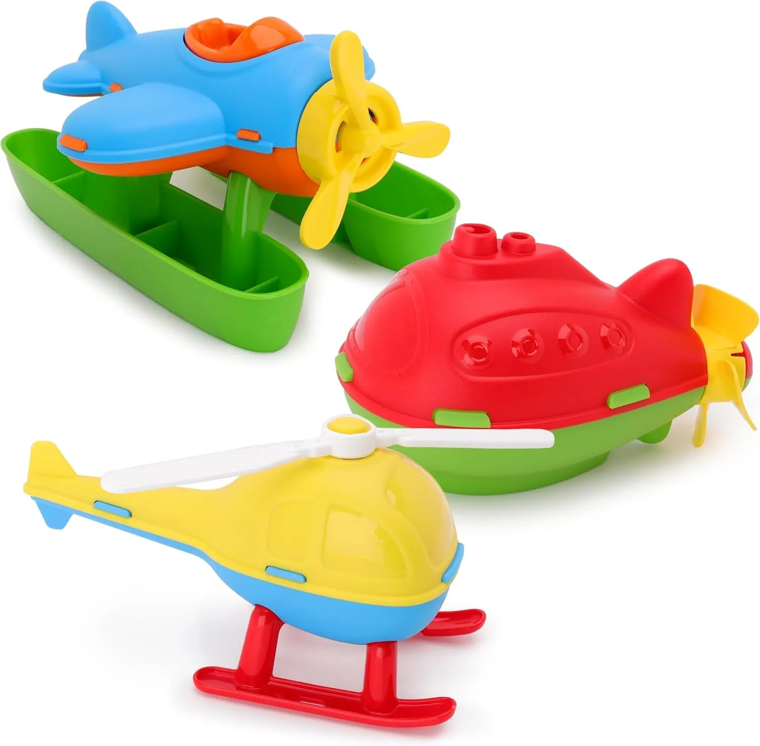 Toyland® Confezione da 3 - Elicottero, Sottomarino e Idrovolante Giocattolo Colorati