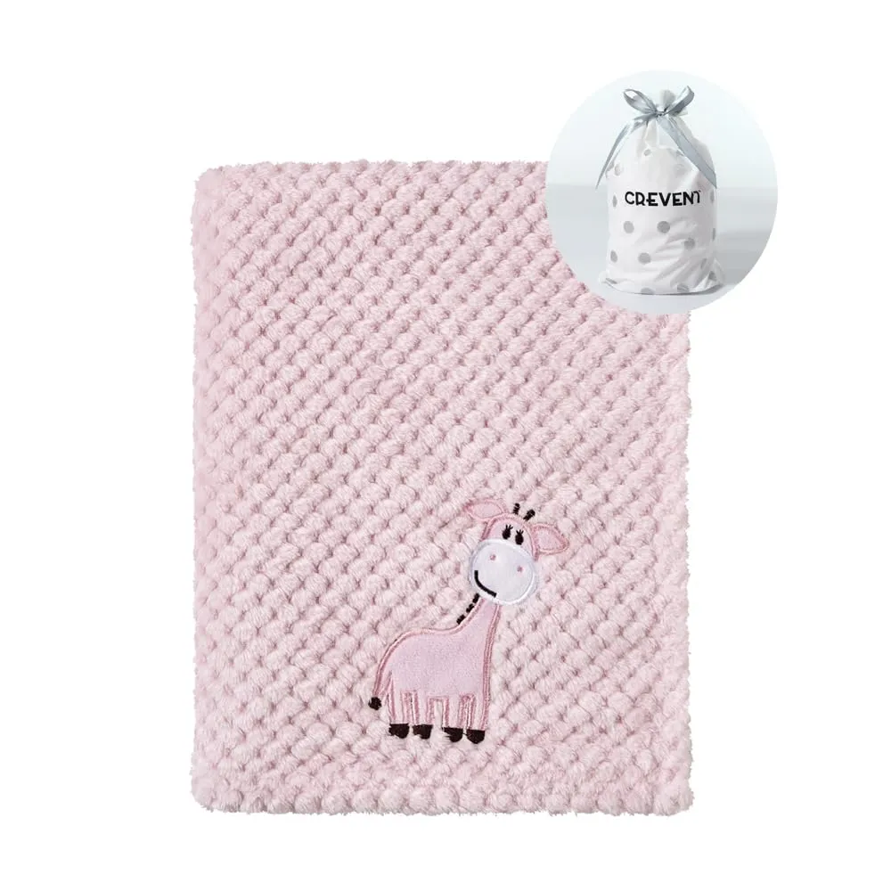 Coperta per Bambini CREVENT Rosa Giraffa 75x100cm - Morbida, Calda e Accogliente