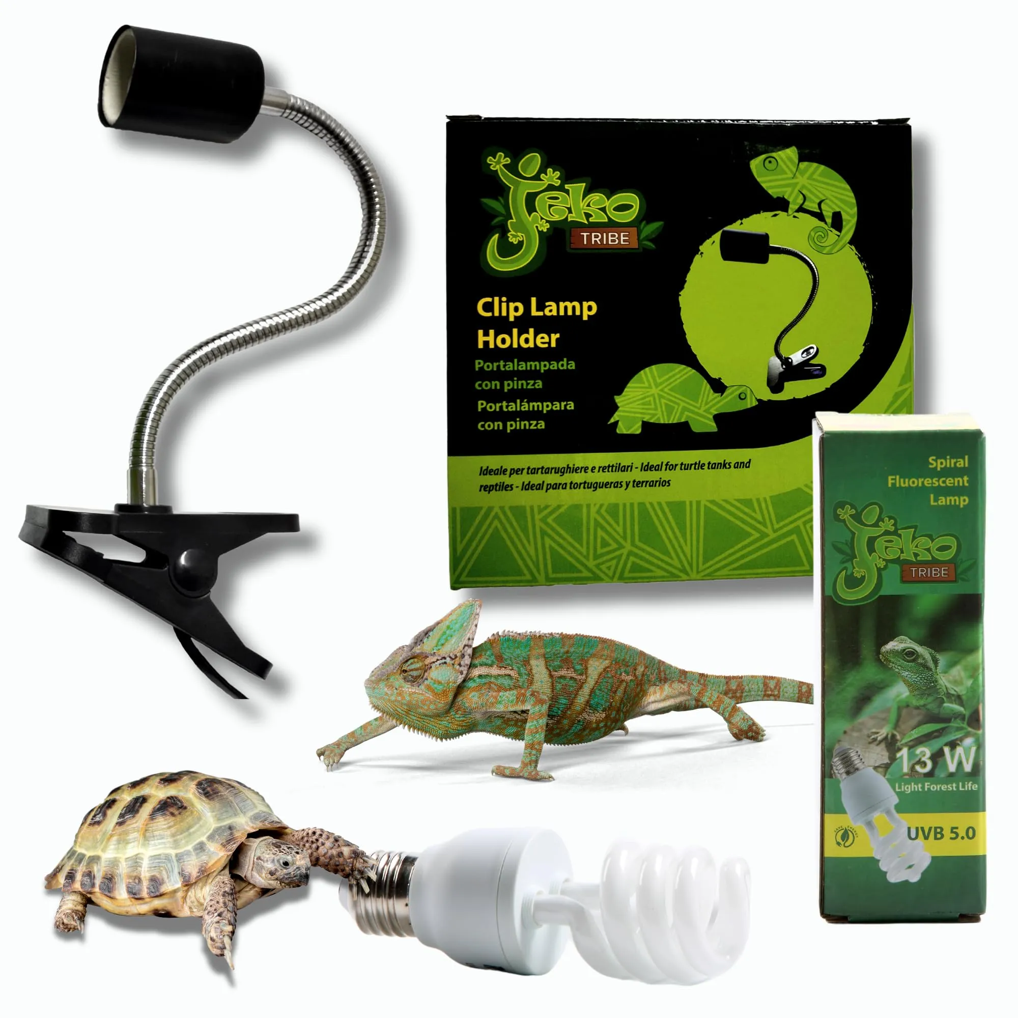 Kit Completo Lampada UVB 5.0 13W con Portalampada per Rettili Pet Tribe