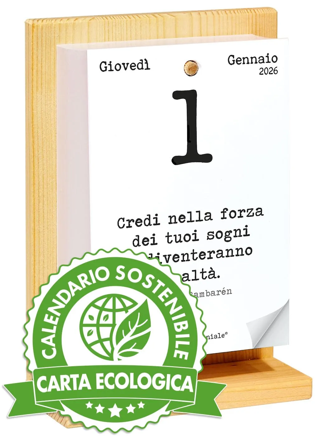 Calendario Geniale 2026 - L'Originale Eco Sostenibile con Bonus Digitali e Supporto in Legno