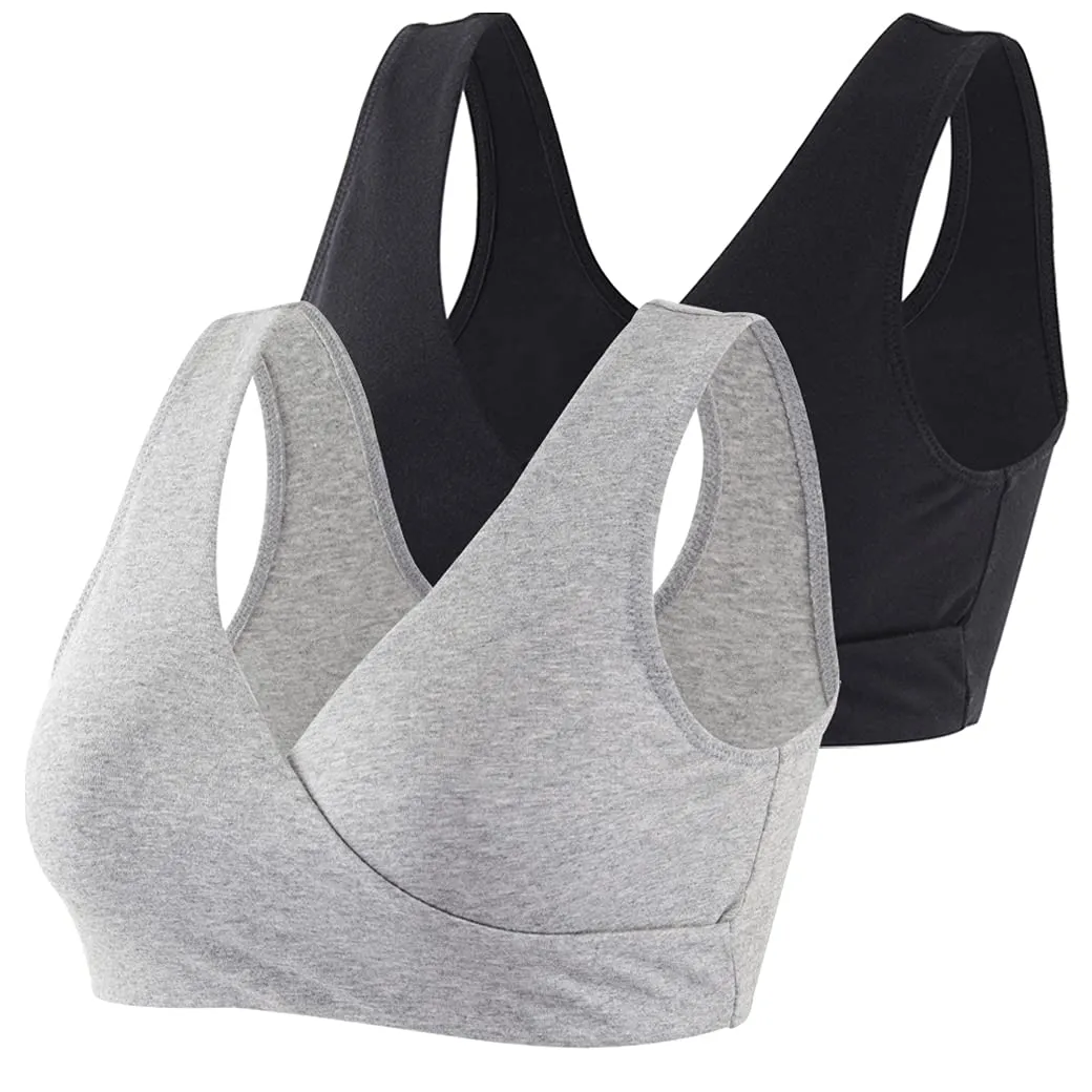 COLOMI Reggiseno Premaman Allattamento in Cotone Senza Fili - Set da 2