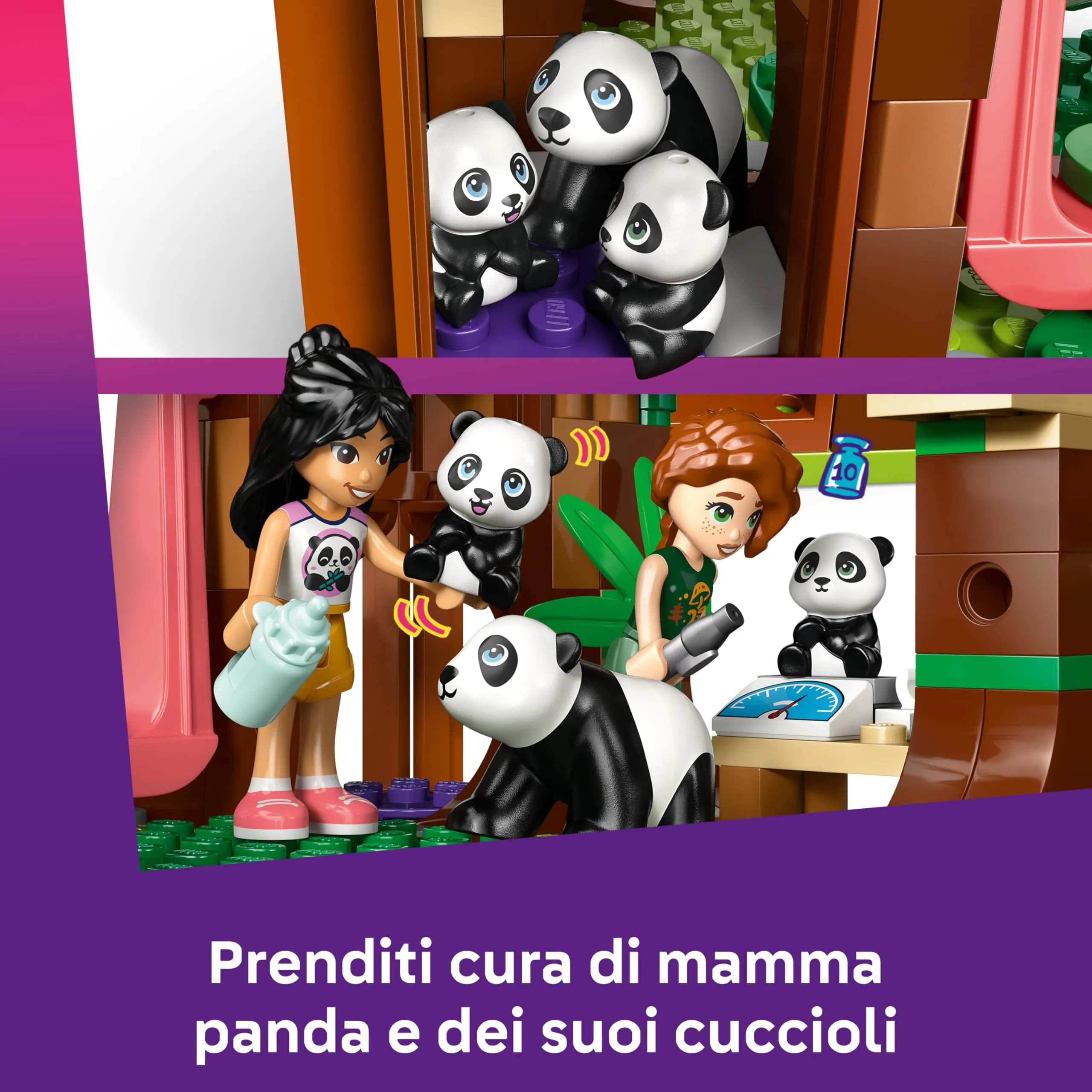 Set Di Mini Mattoncini Da Costruzione Panda – 2 Modelli Adorabili, Blocchi ABS Per Bambini 6+ E Adulti – Regalo Compleanno E Decorazione