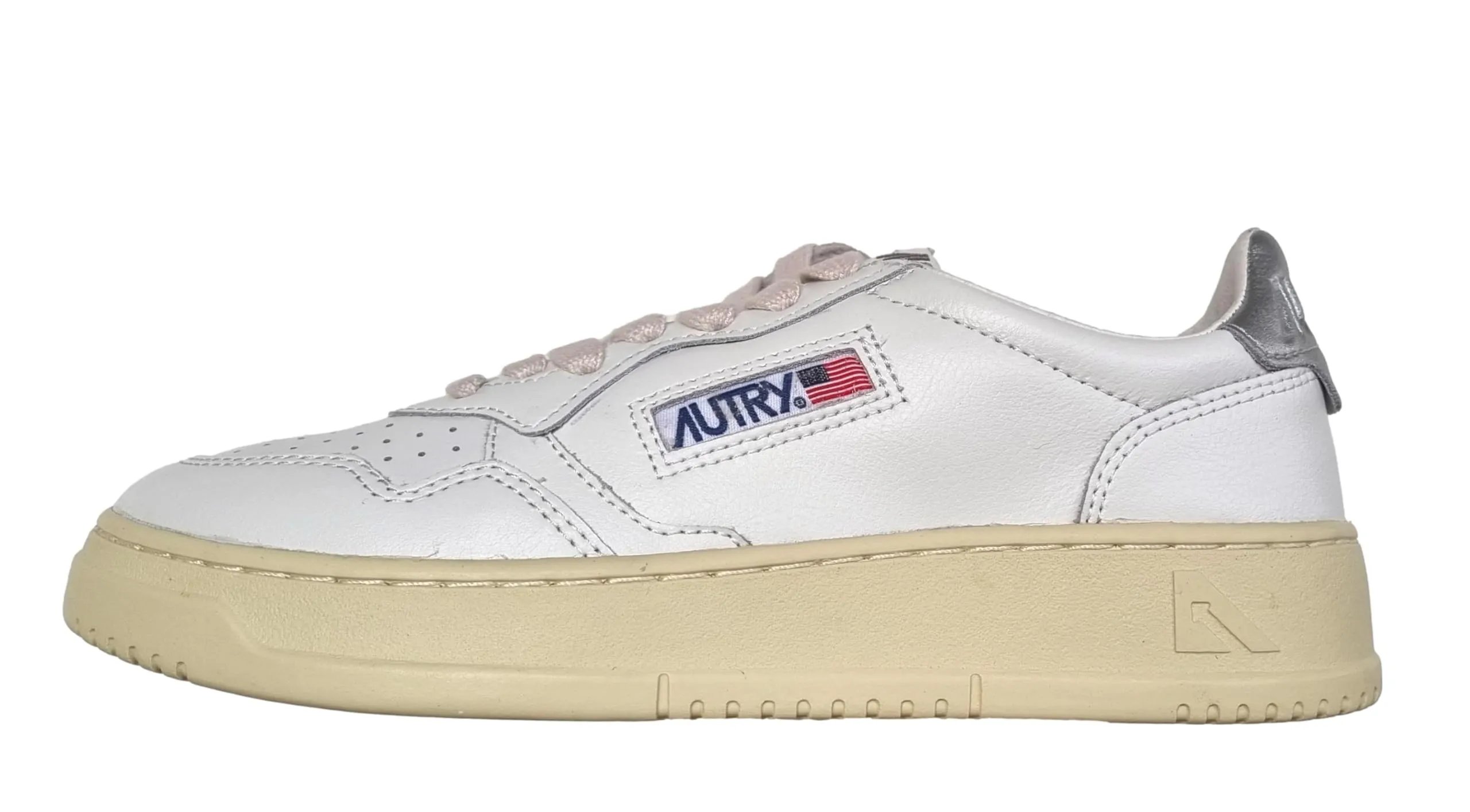 Autry Low Leather Sneakers Bianco Argento Donna