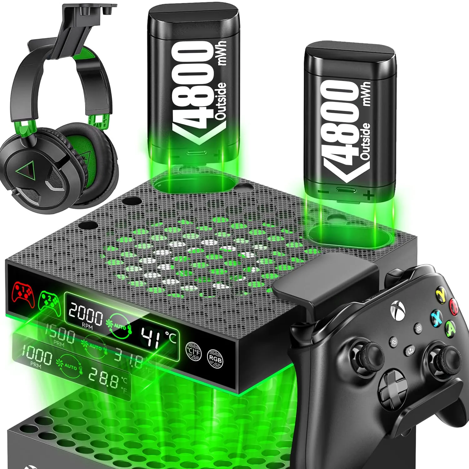 Ventola di Raffreddamento Automatica per Xbox Series X/S con RGB e Caricabatterie