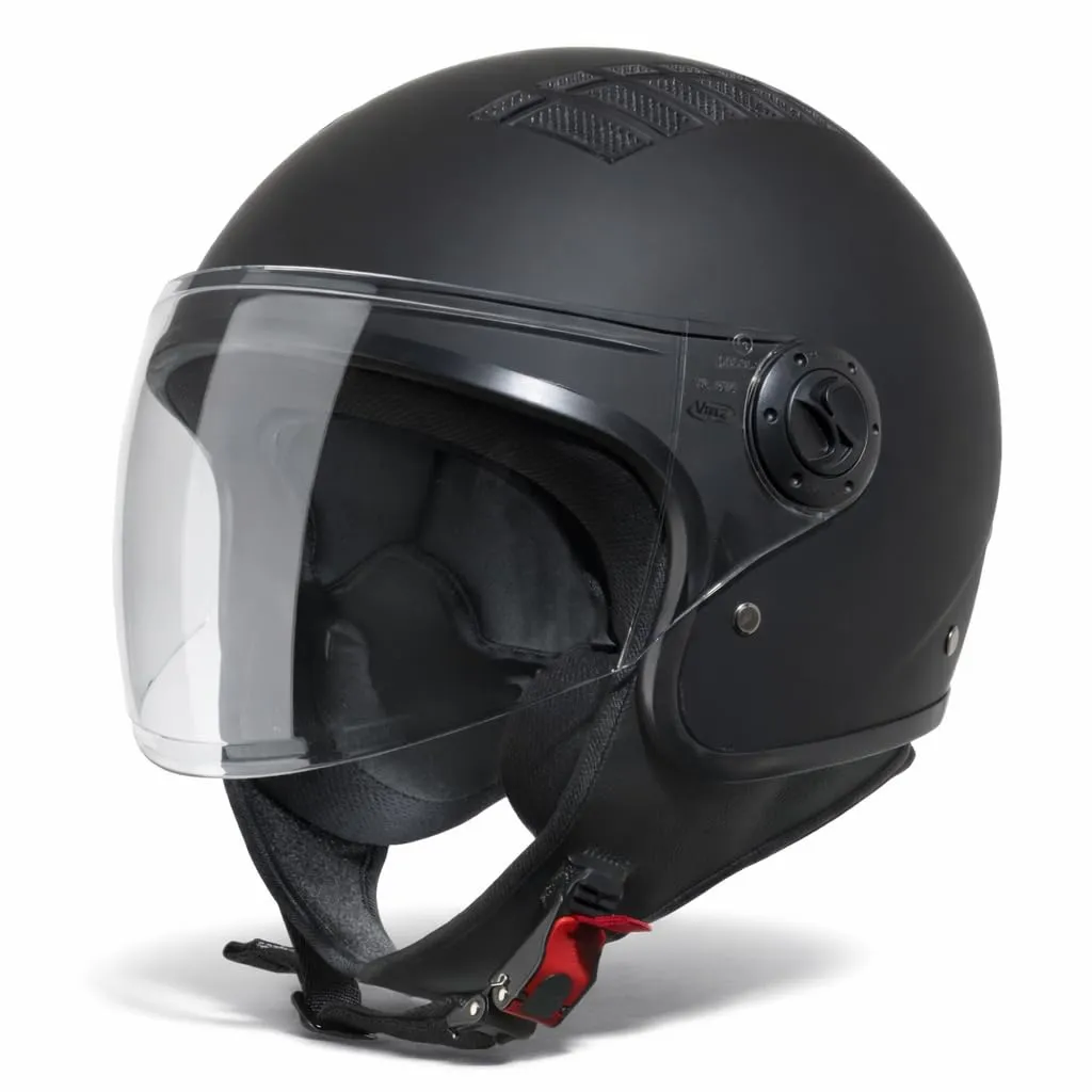 VINZ Como Casco Jet con Visiera ECE 22.06 - Nero Opaco