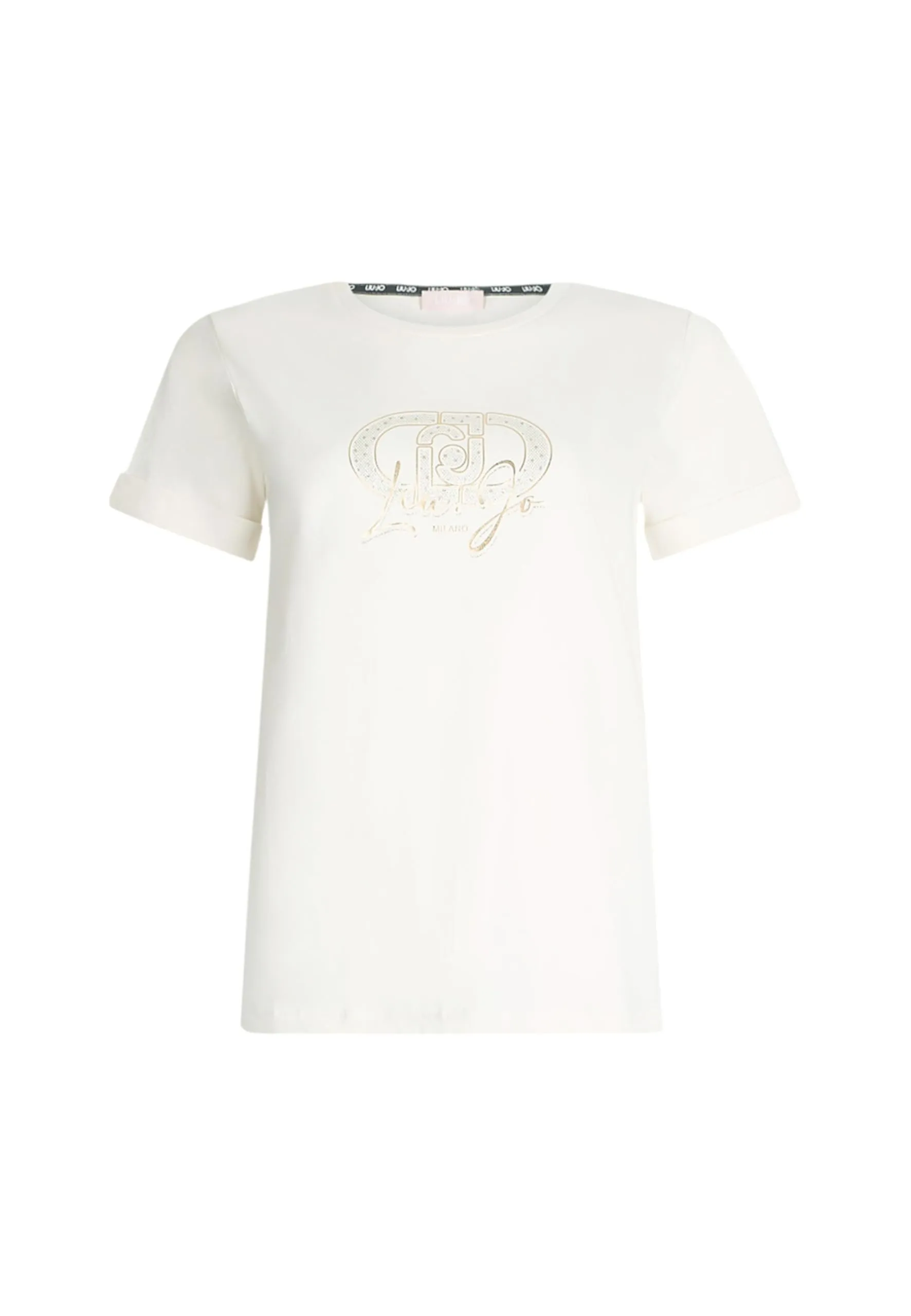 T-Shirt Donna Liu Jo Bianco Latte con Stampa Logo
