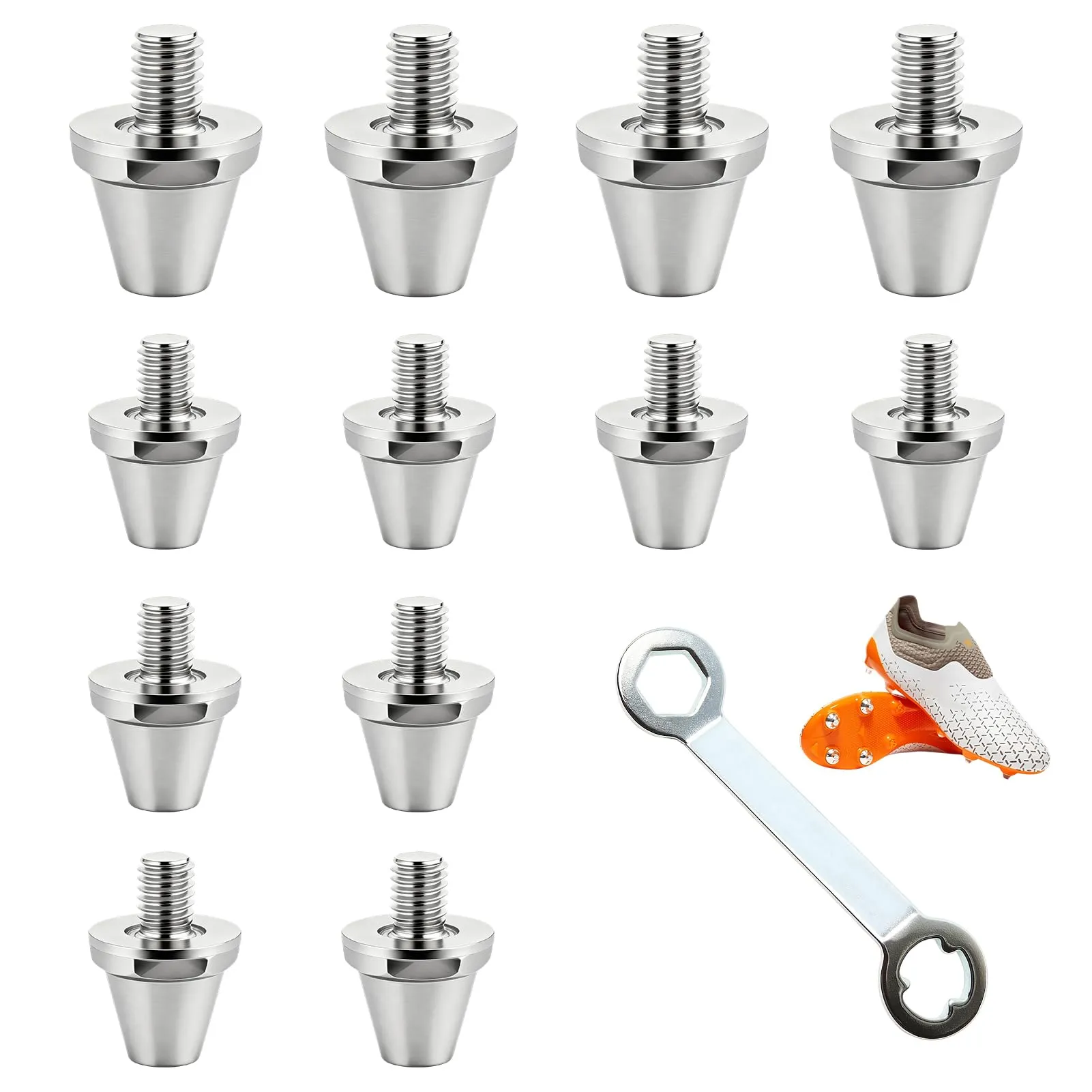 Set di 12 Tacchetti da Calcio con Chiave - Ricambio Universale in Alluminio