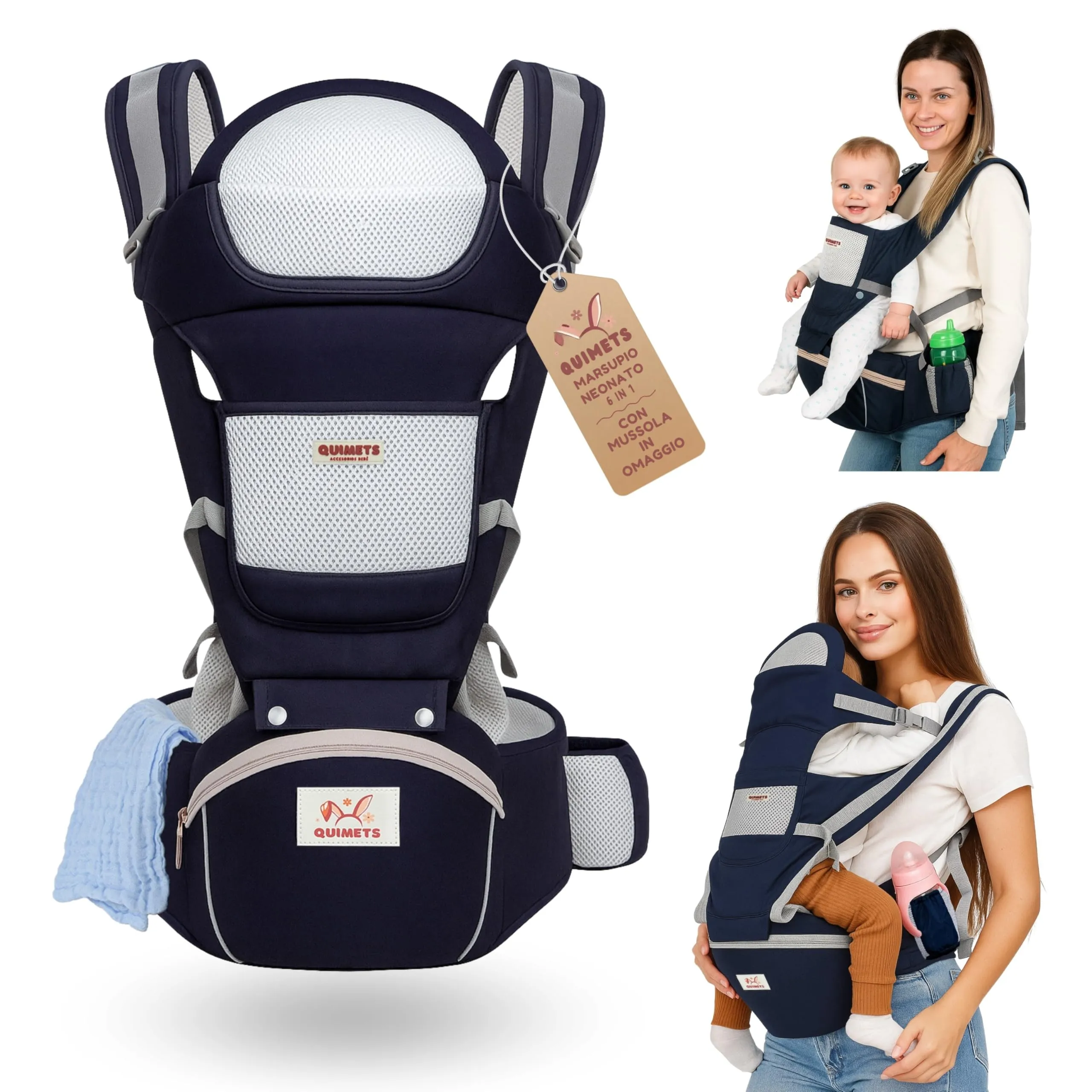 Marsupio Ergonomico Neonato QUIMETS 6-in-1