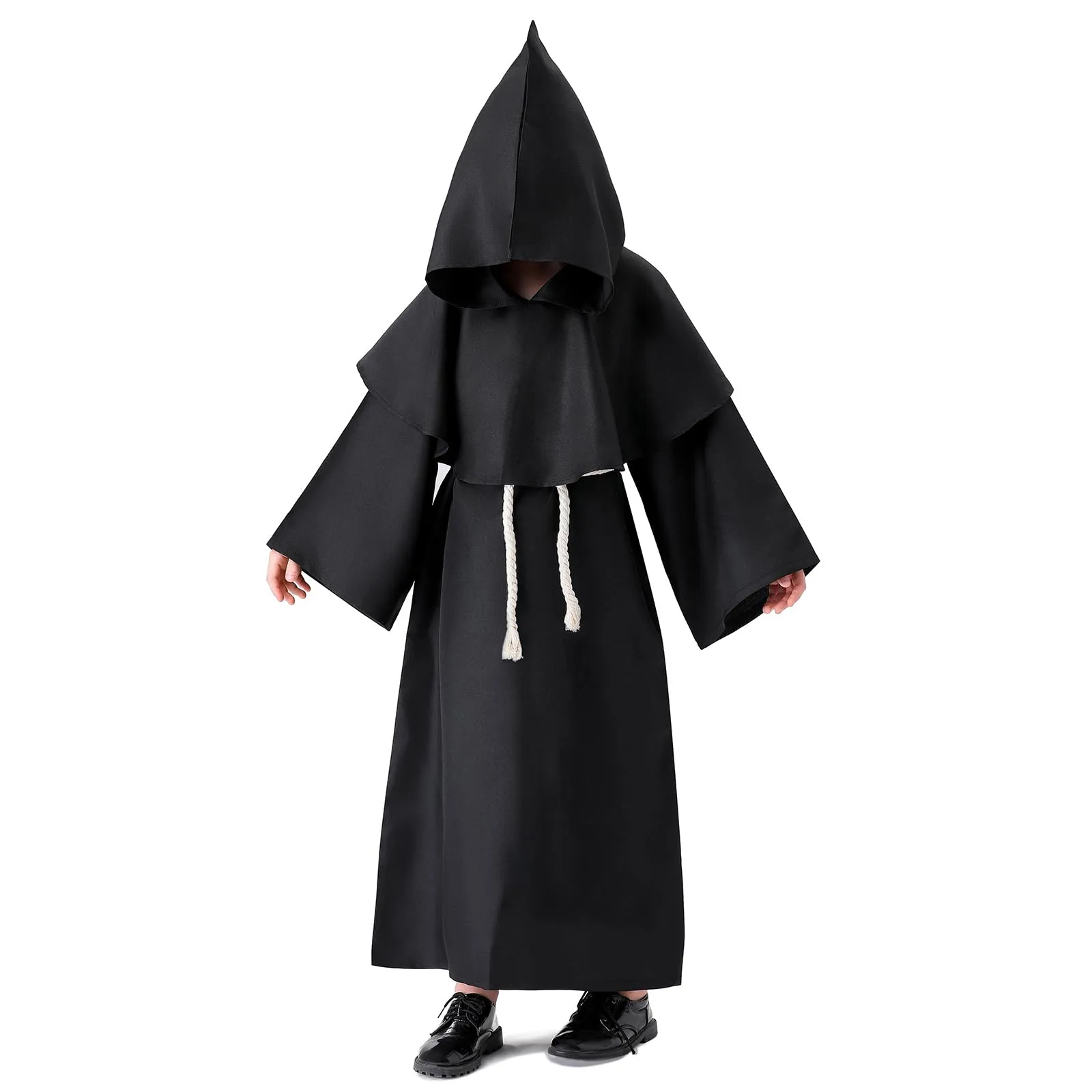 Banchif Costume Bambino Medievale Halloween - Monaco Sacerdote (Nero, 140)