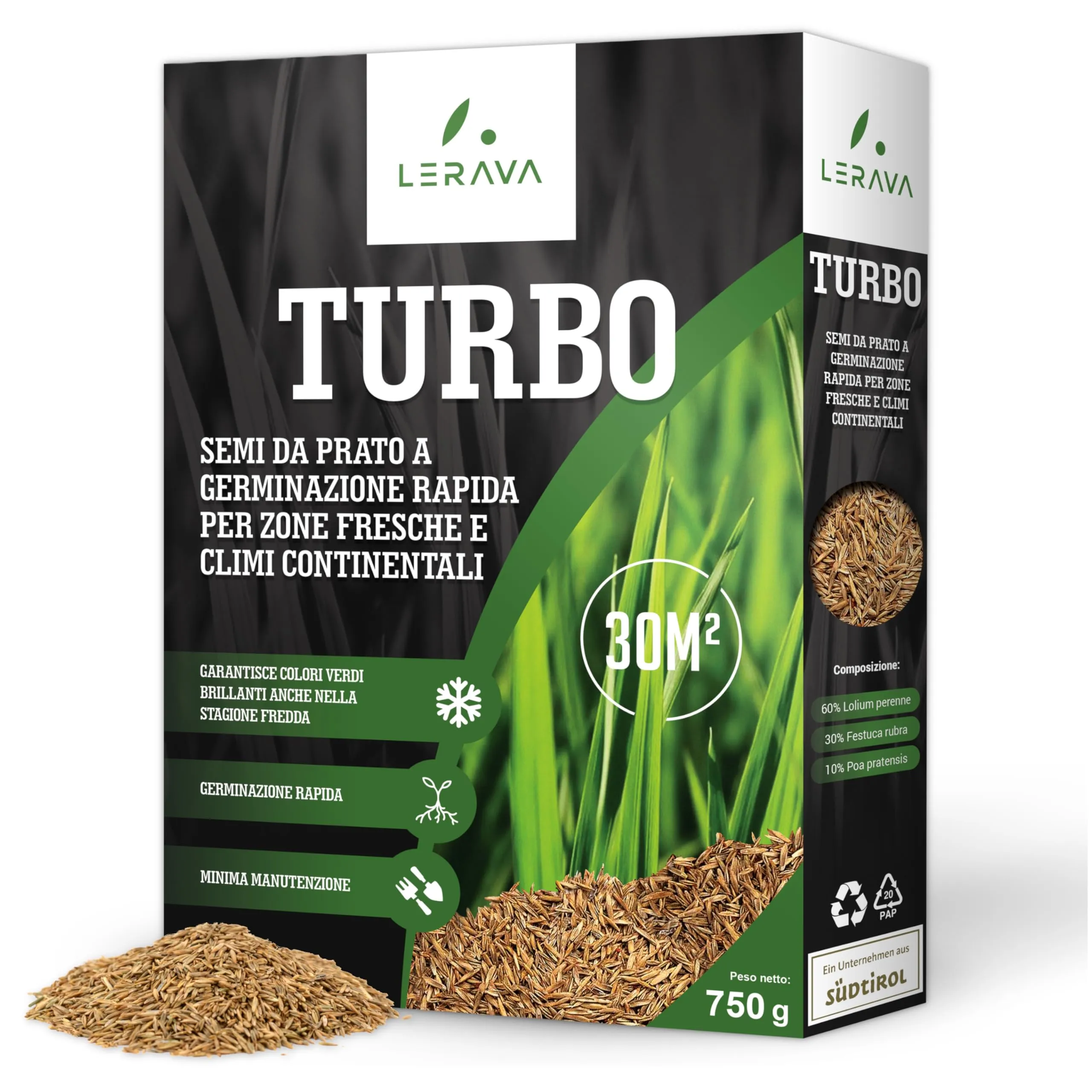 LERAVA TURBO Semi Prato Resistente - Germinazione Rapida per 30m²