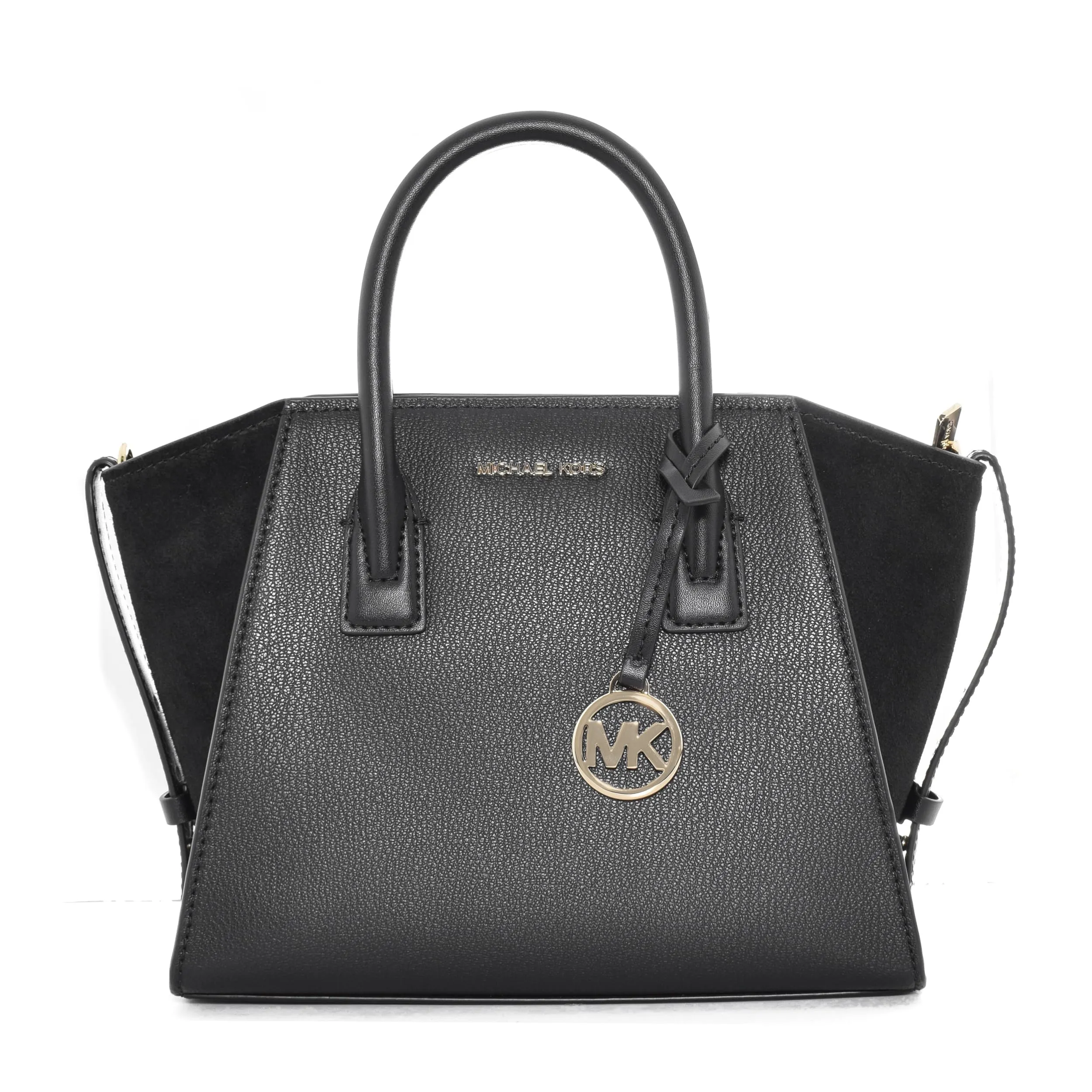 Michael Kors Avril Small Logo e Borsa in Pelle Nero, Camoscio nero, Small