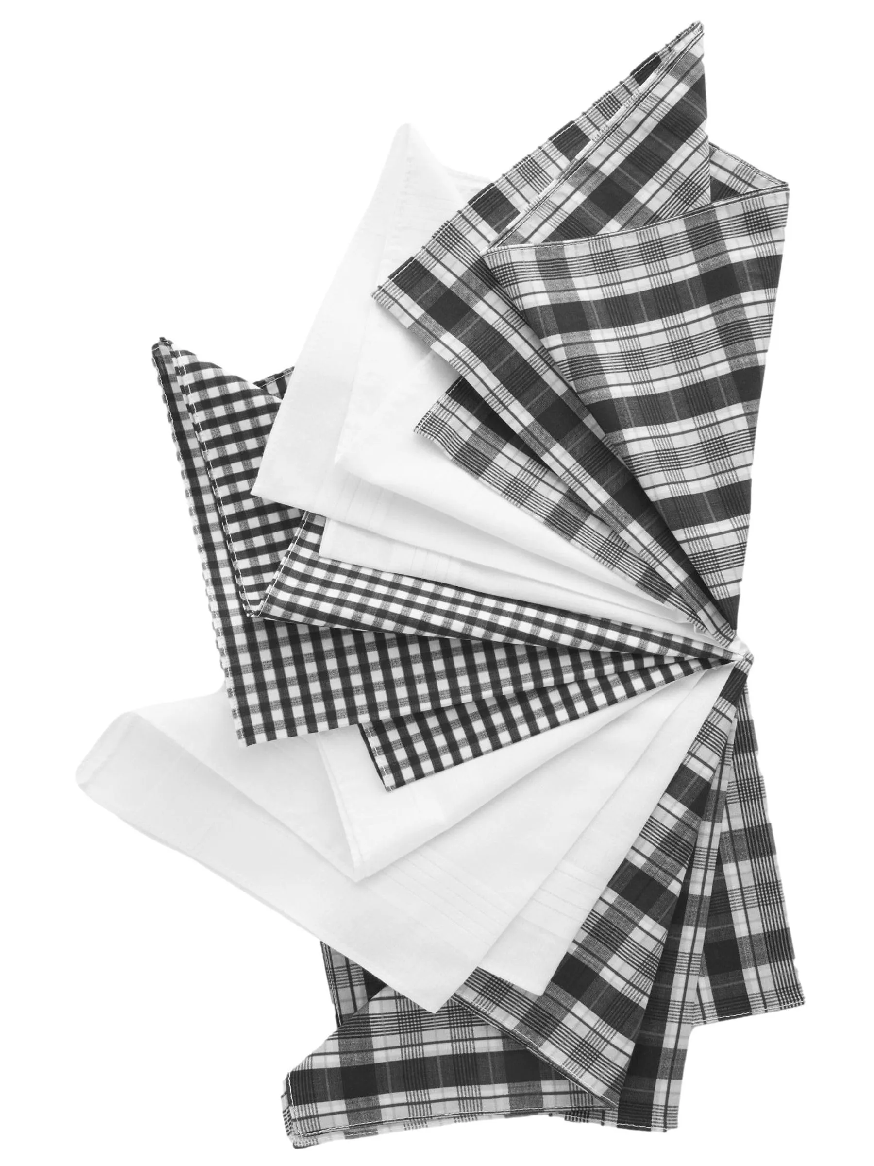 NEXT Confezione da 5 fazzoletti a fiori geometrici in 100% cotone White/Black Check one size