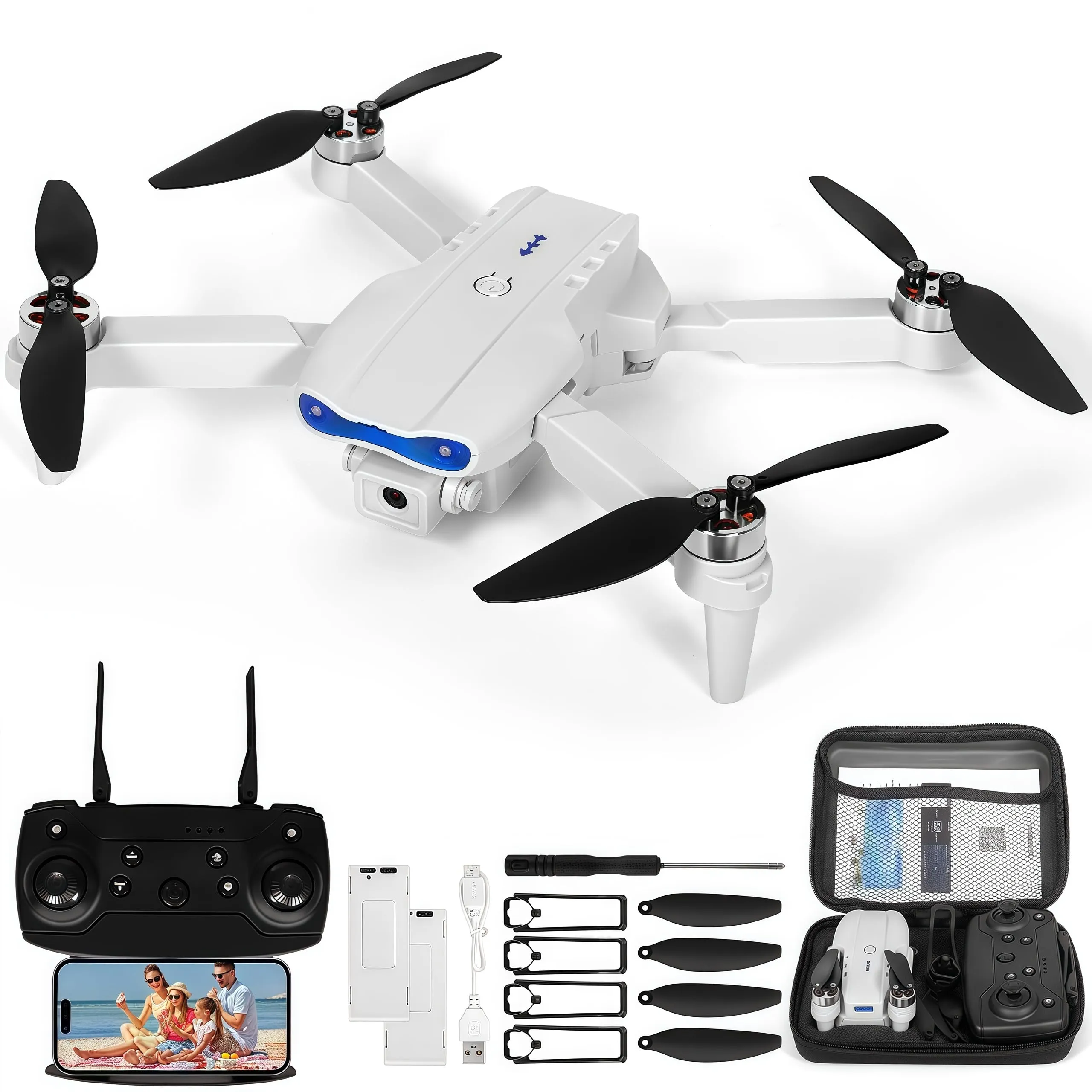 Drone Pieghevole con Telecamera HD 1080P, FPV, WiFi, Ideale per Principianti e Bambini