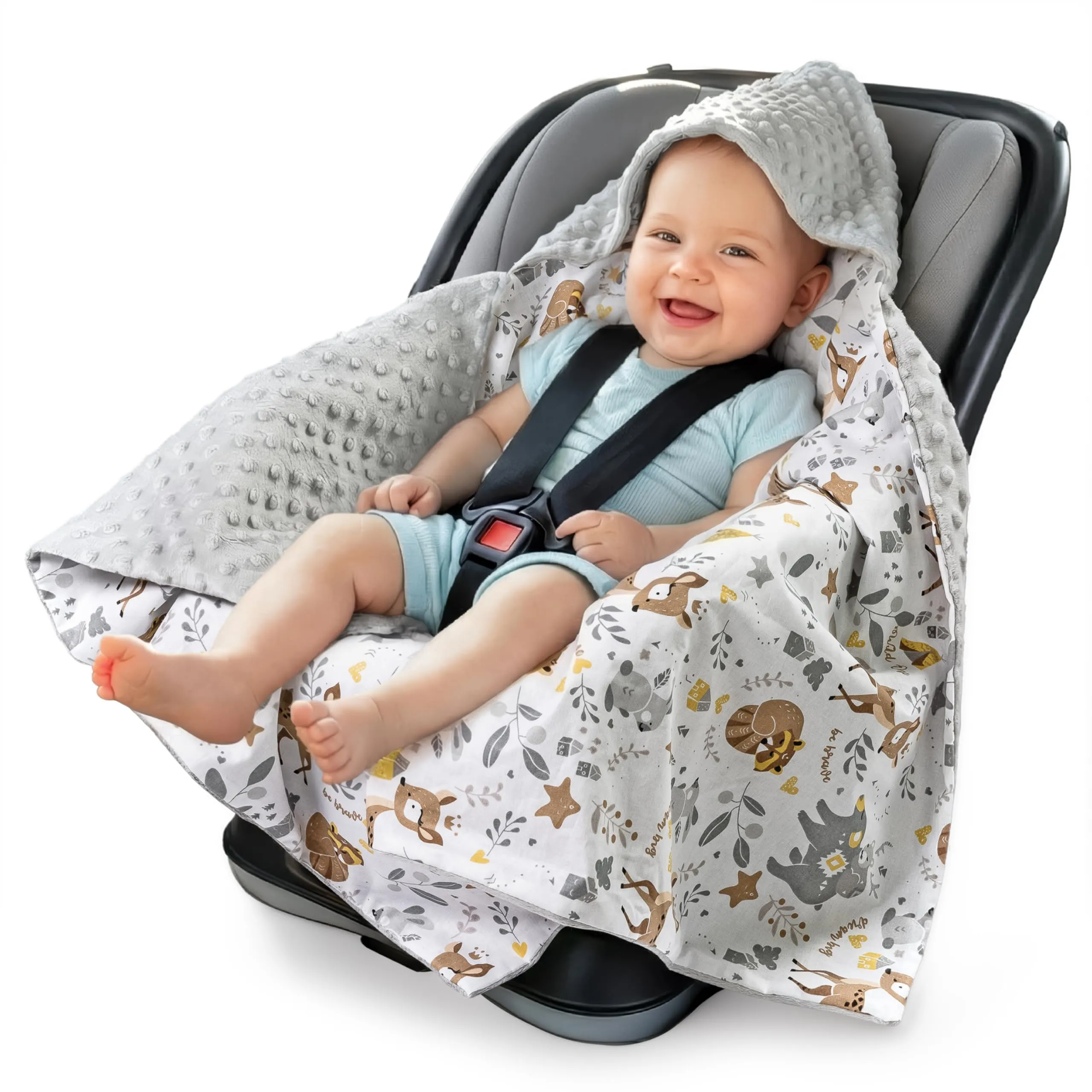 Medi Partners Coperta neonato ovetto Sacco per Passeggino - Cervo con grigio Minky