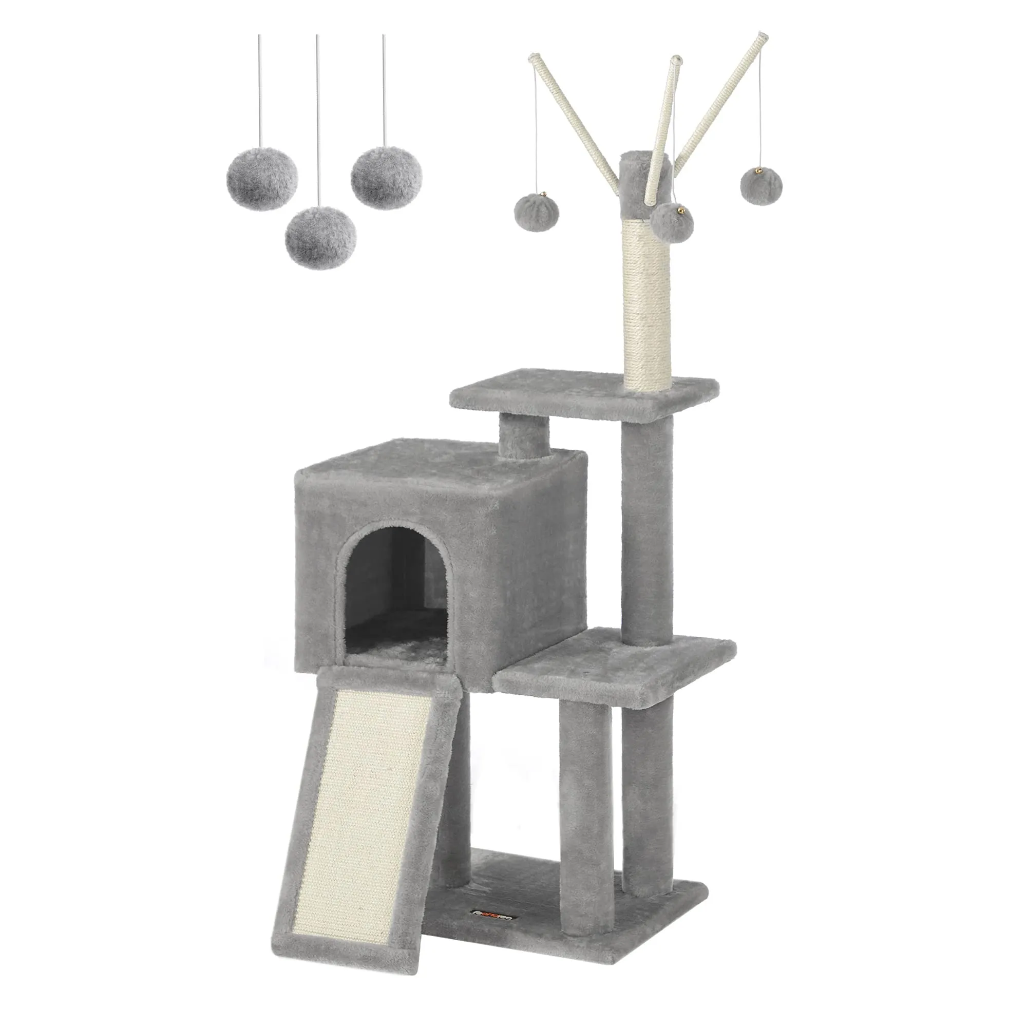 Feandrea Albero Tiragraffi per Gatti, 118 cm, Grigio Chiaro