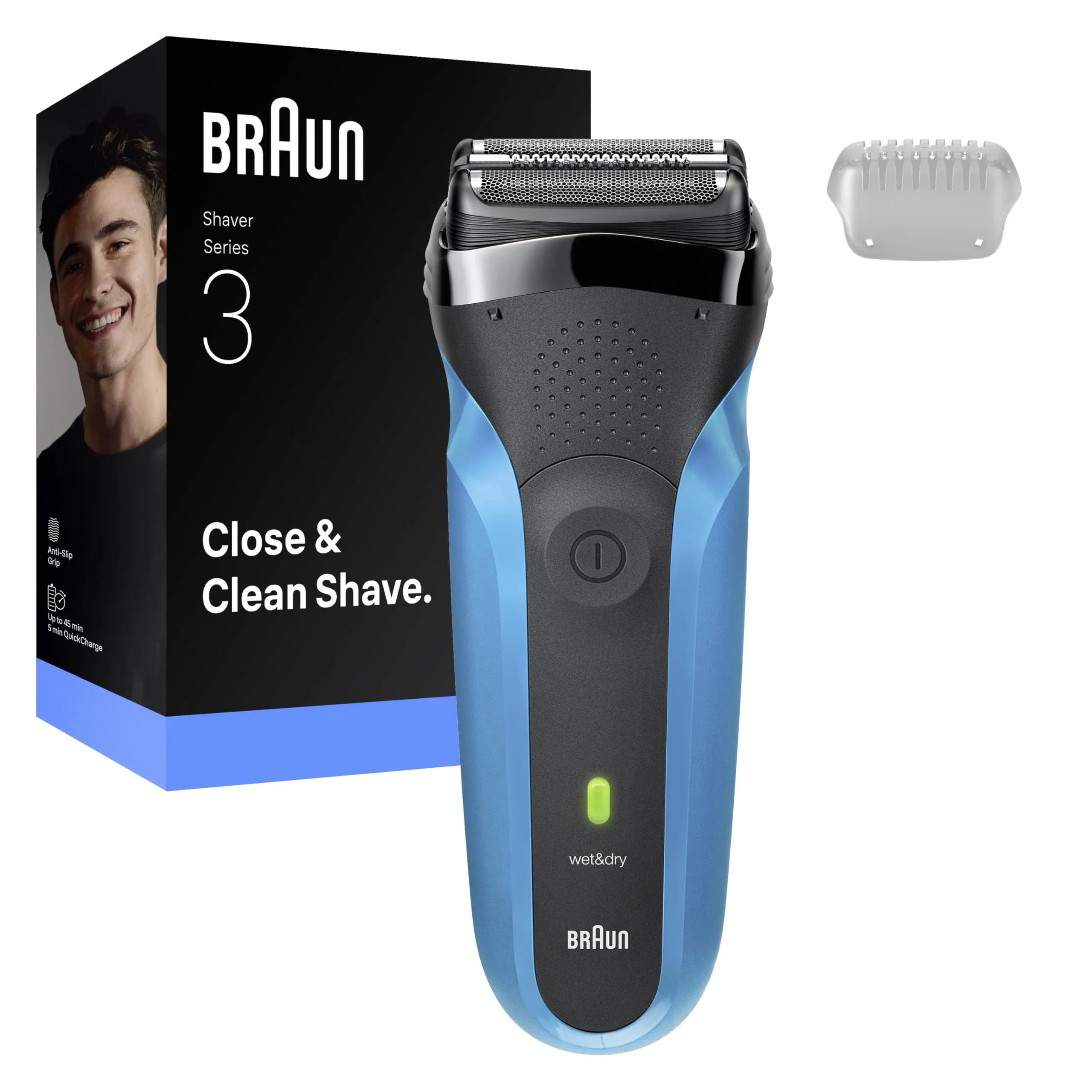 Braun Series 3 310S Rasoio Elettrico Barba Wet&Dry Blu