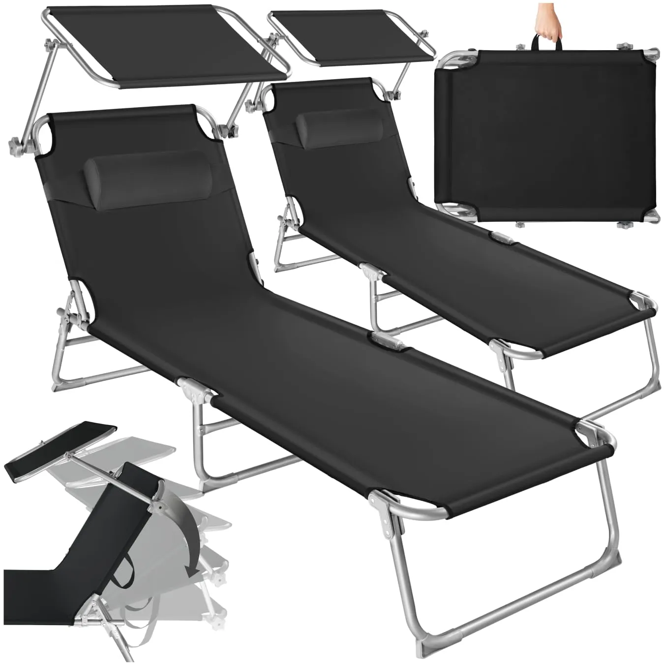 Set 2 Lettini Prendisole TecTake® con Parasole