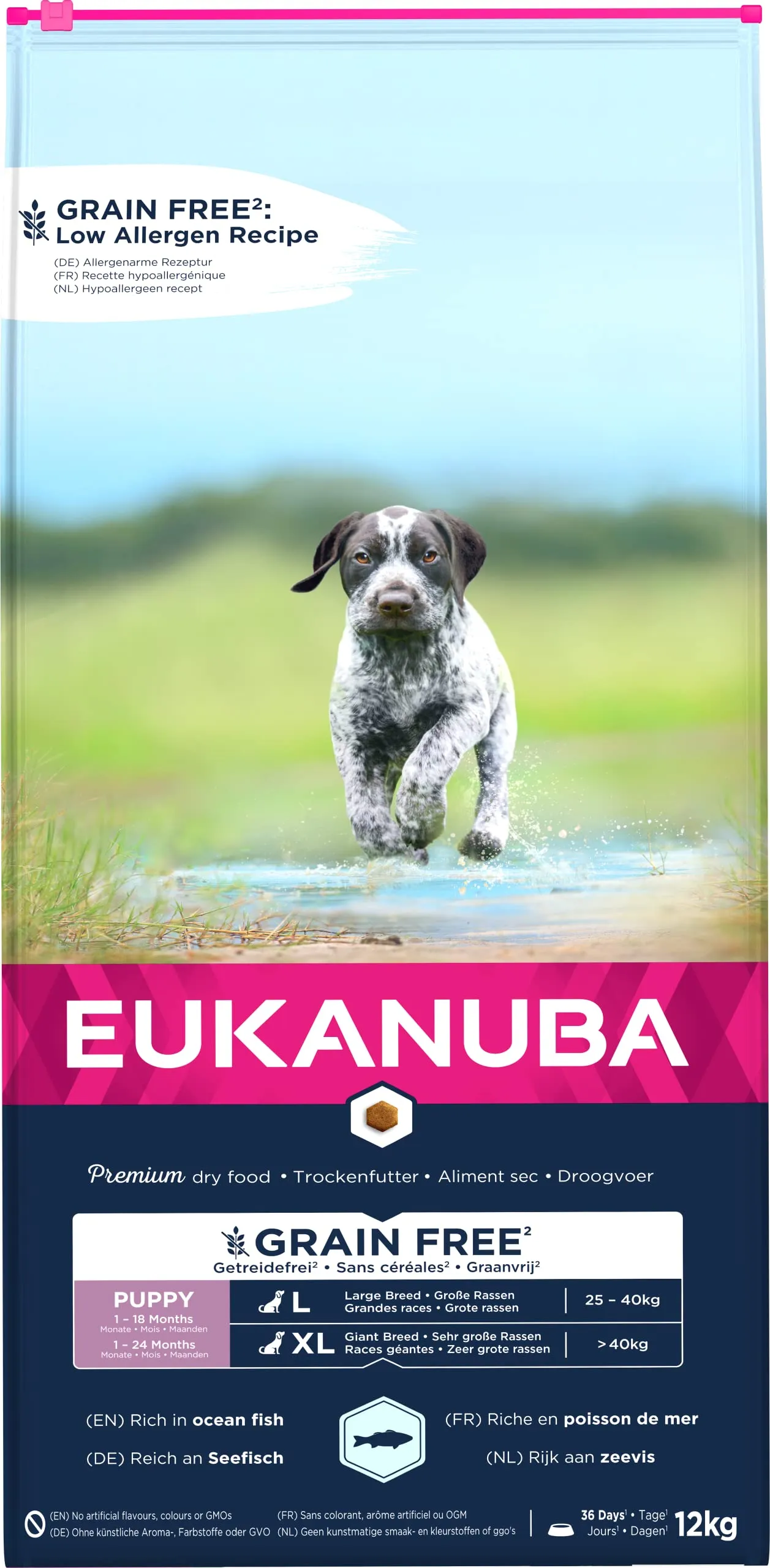 Eukanuba Grain Free* - Alimento per cuccioli di taglia grande, Ricetta a basso contenuto di allergeni, 12 kg