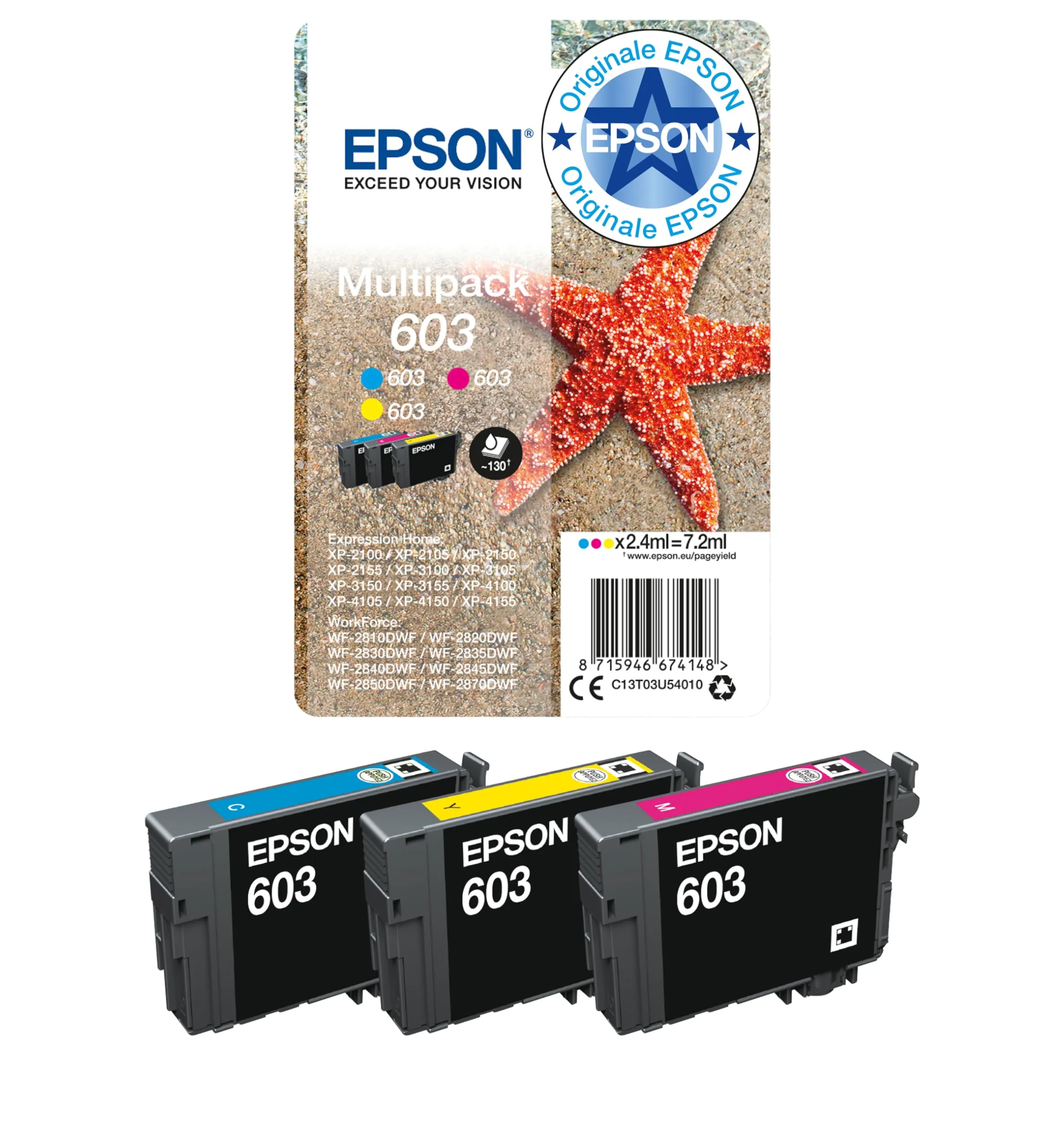 Epson 603 Multipack Cartucce Originali, Ciano, Magenta, Giallo