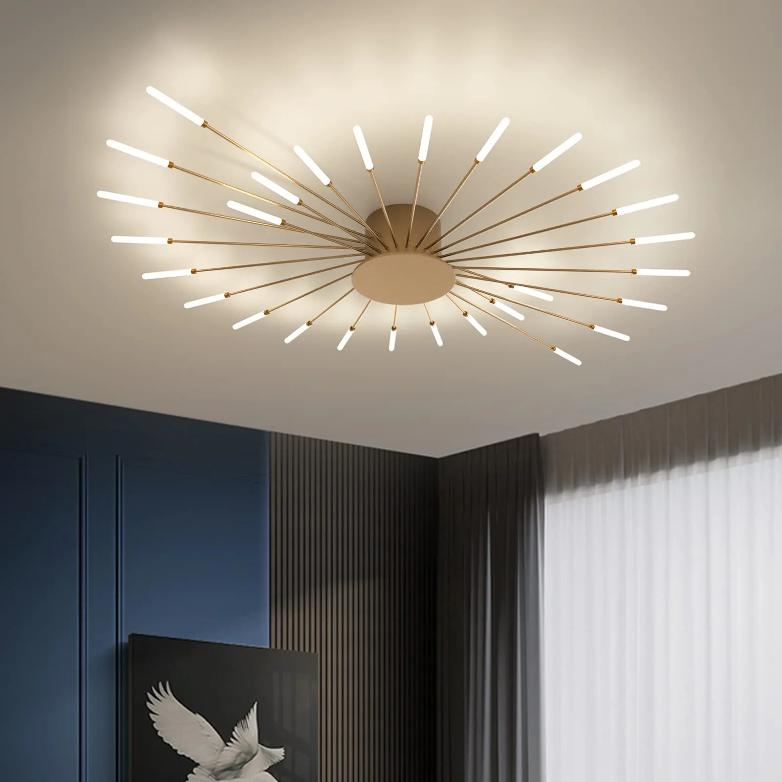 Plafoniera LED Moderna Oro 28 Teste - Design a Fiore per Interni
