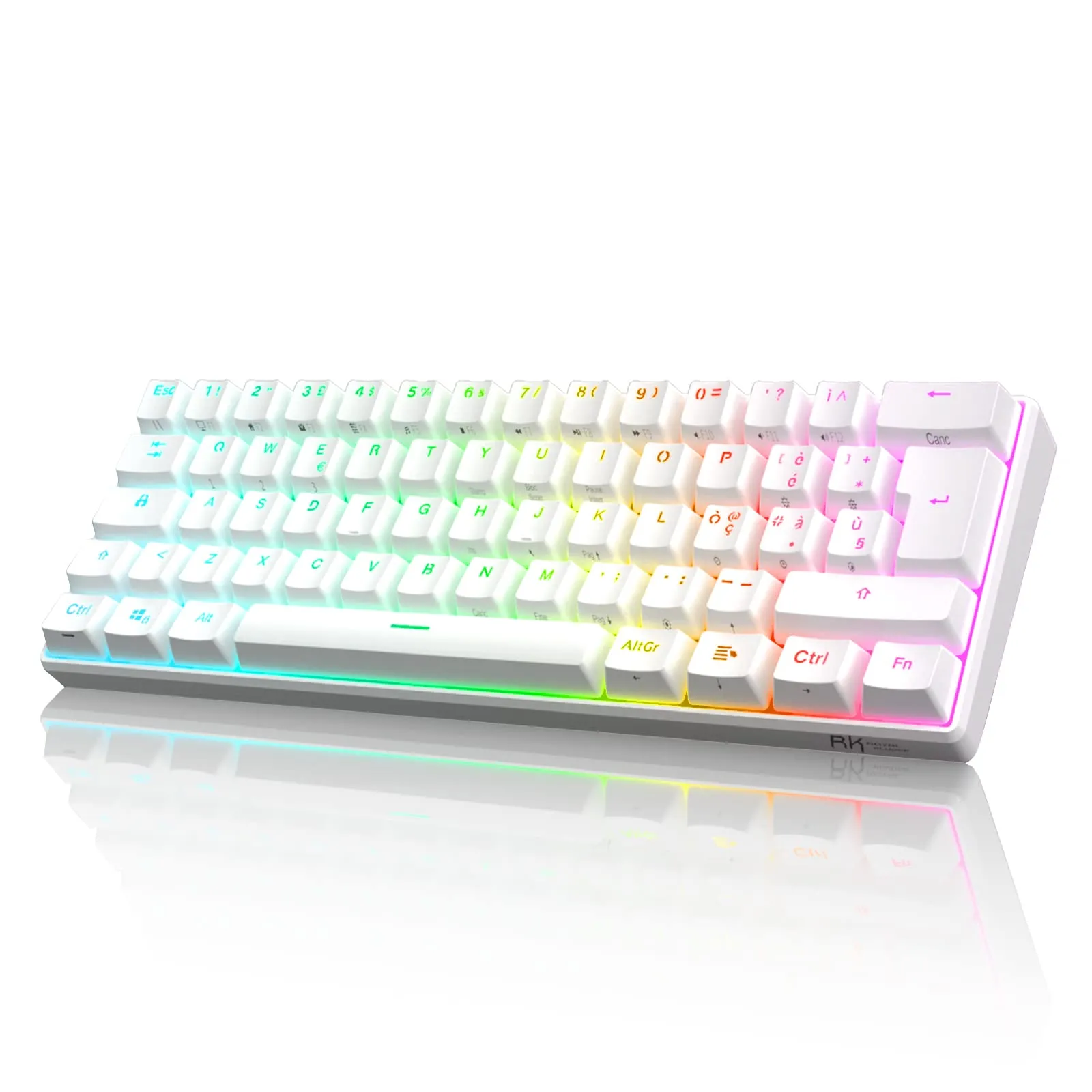 RK ROYAL KLUDGE RK61 Tastiera Gaming Meccanica RGB Wireless Bianca - Layout Italiano