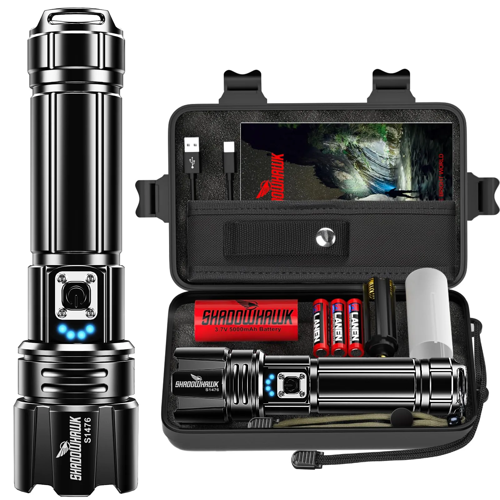 Shadowhawk Torcia LED Potente Professionale 1000000 Lumen