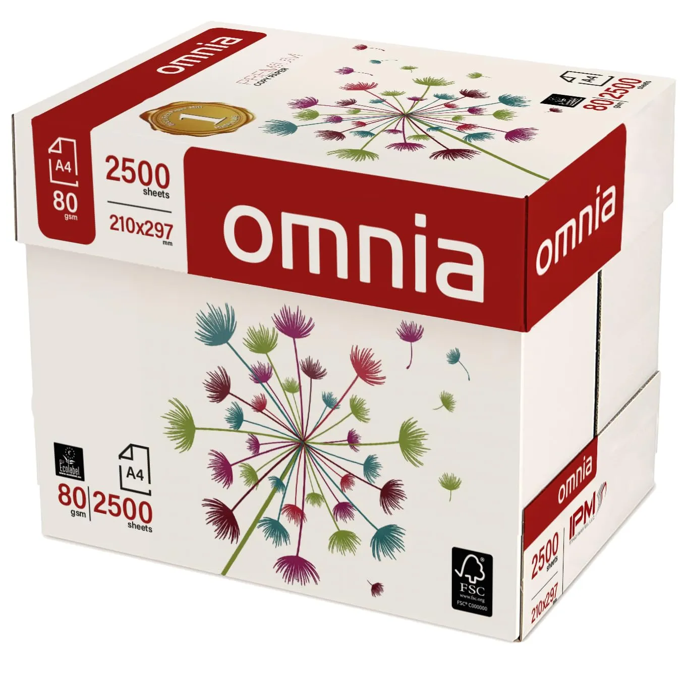 Carta A4 80gr OMNIA - 5 Risme (2500 Fogli)