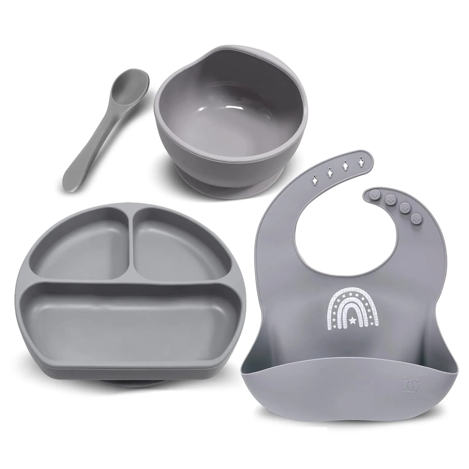 Miracle Baby Set Pappa Svezzamento Silicone Grigio